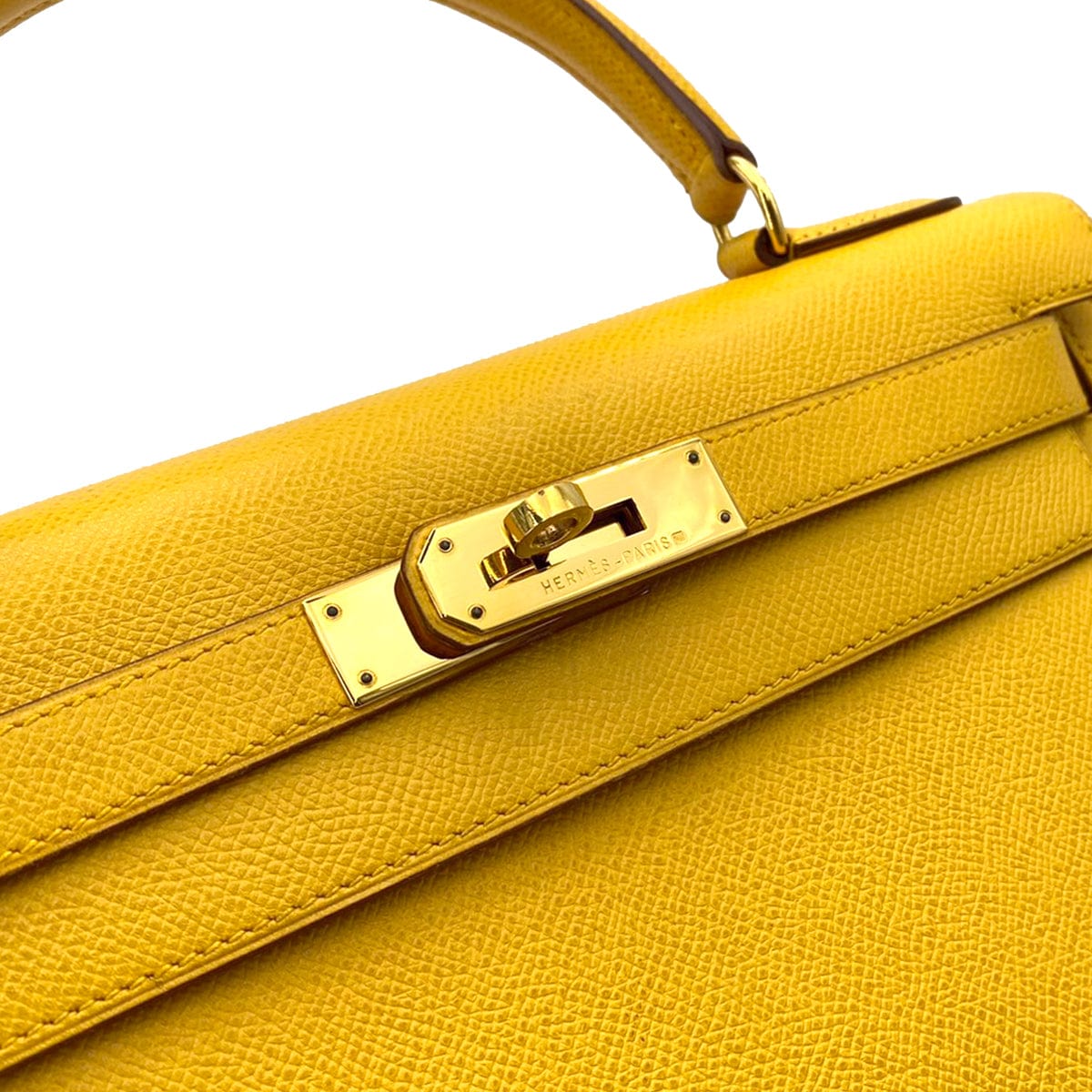 Hermès Hermès Kelly 28 Sellier Jaune Dor Courchevel GHW #X