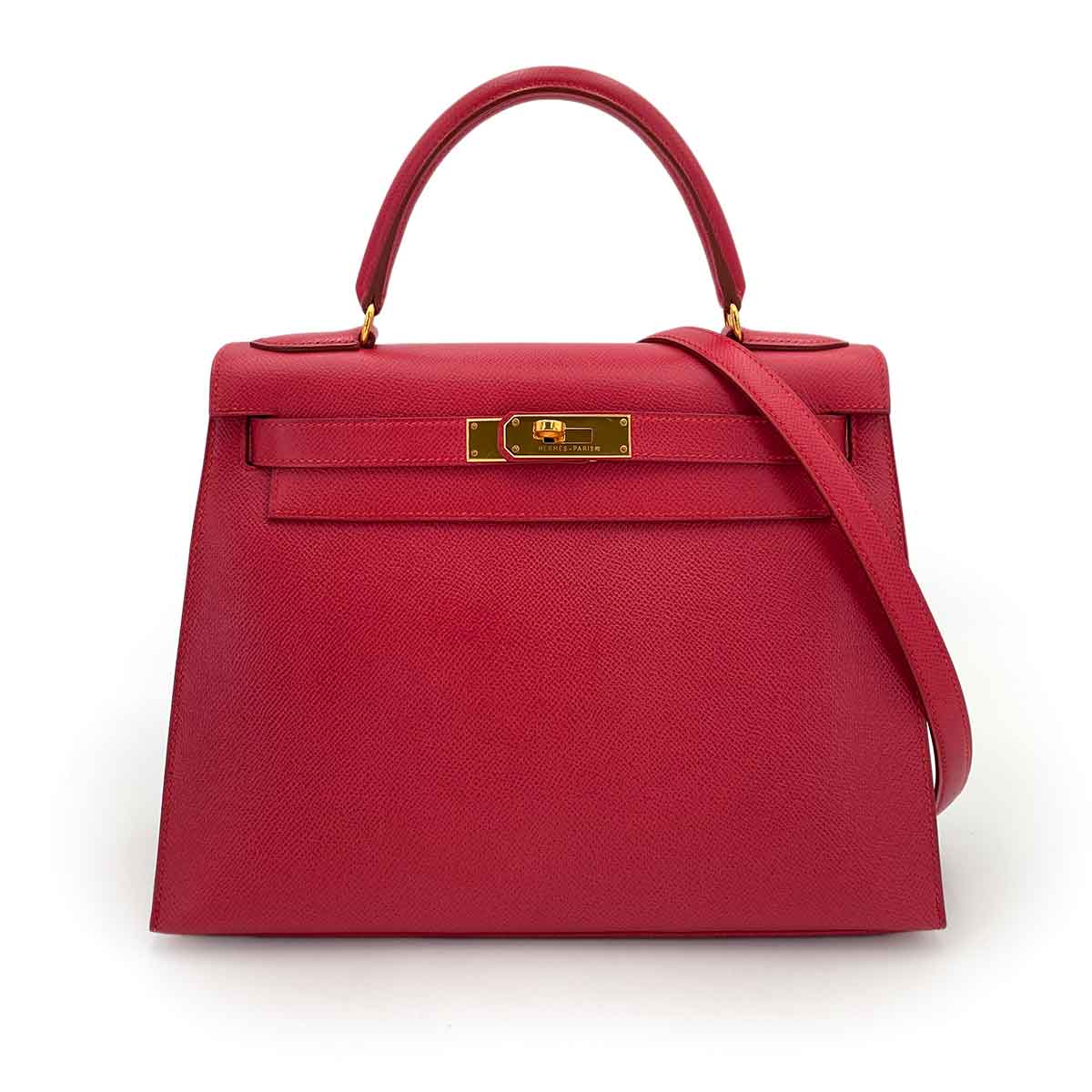 Hermès HERMES KELLY 28 SELLIER ROUGE VIF COUCHEVEL HAND BAG 〇Z 90246312