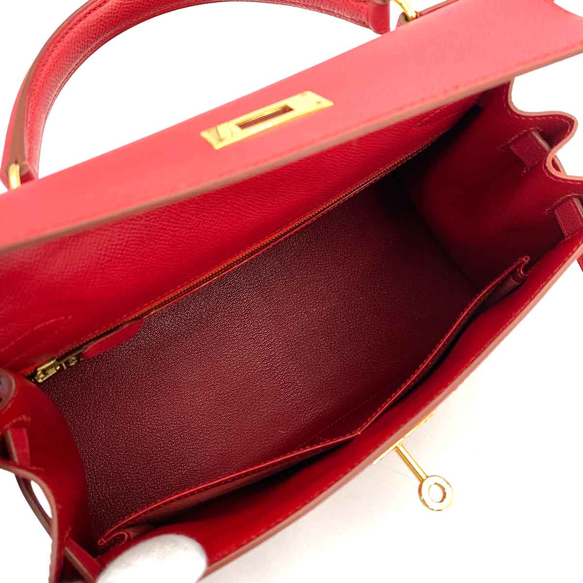 Hermès HERMES KELLY 28 SELLIER ROUGE VIF COUCHEVEL HAND BAG 〇Z 90246312