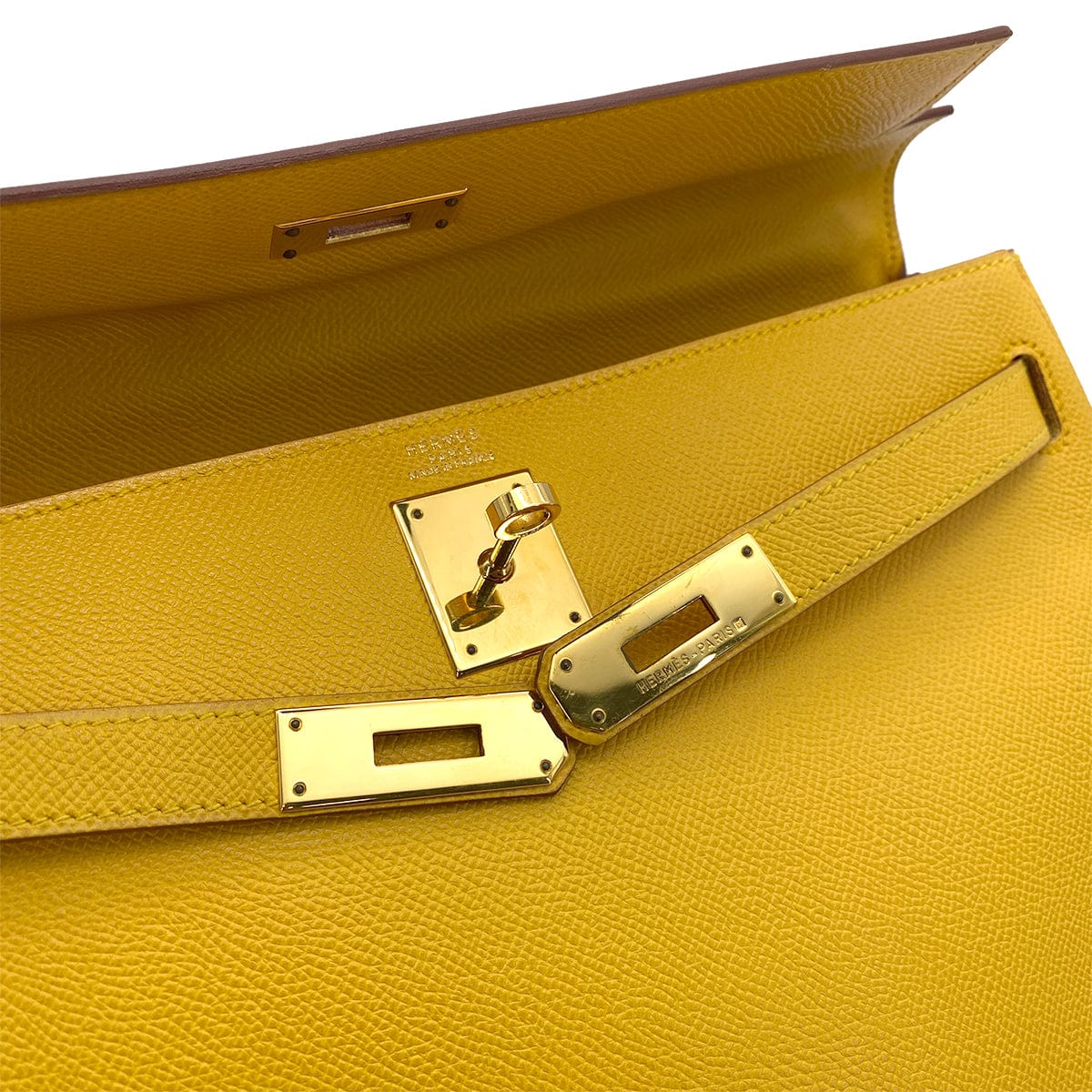 hermes HERMES KELLY 32 RETOURNE JAUNE COUCHEVEL HAND SHOULDER BAG □A GHW 90253621