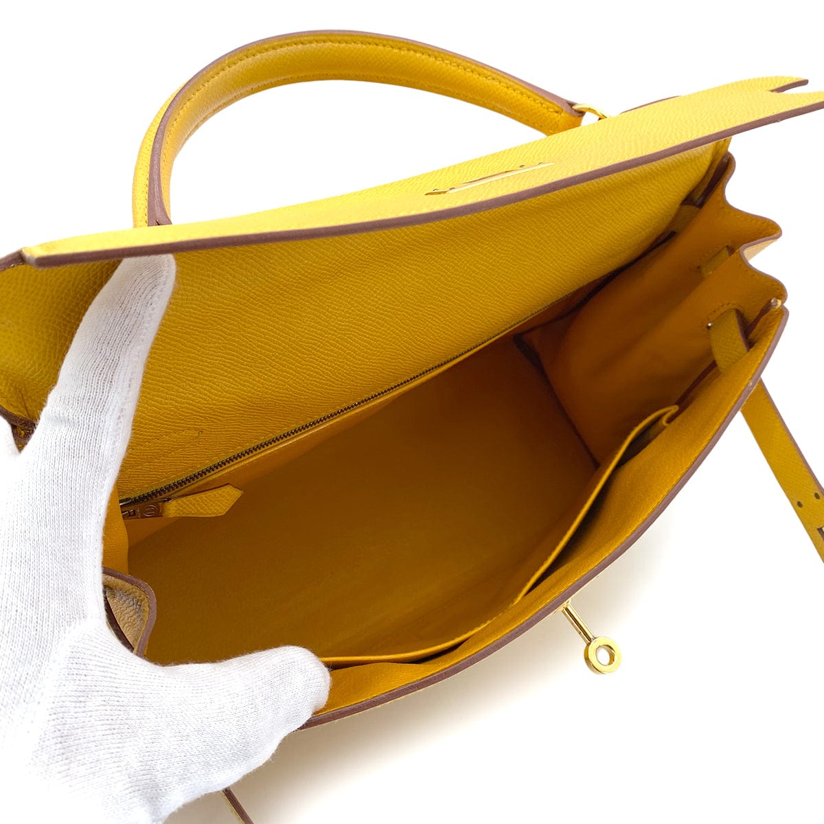 hermes HERMES KELLY 32 RETOURNE JAUNE COUCHEVEL HAND SHOULDER BAG □A GHW 90253621