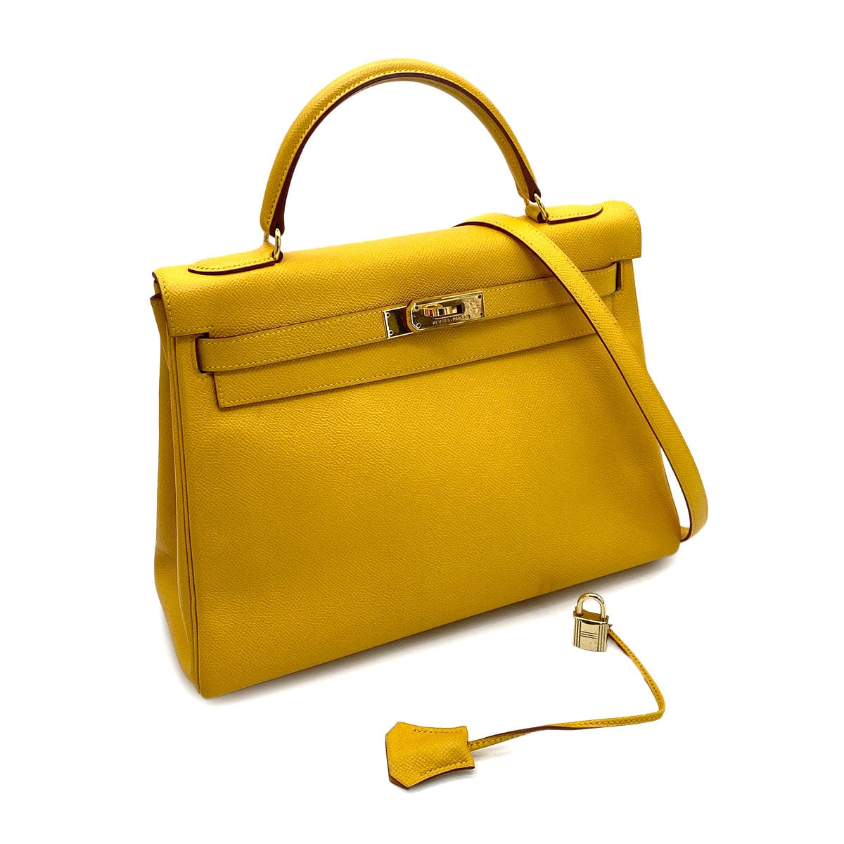 hermes HERMES KELLY 32 RETOURNE JAUNE COUCHEVEL HAND SHOULDER BAG □A GHW 90253621