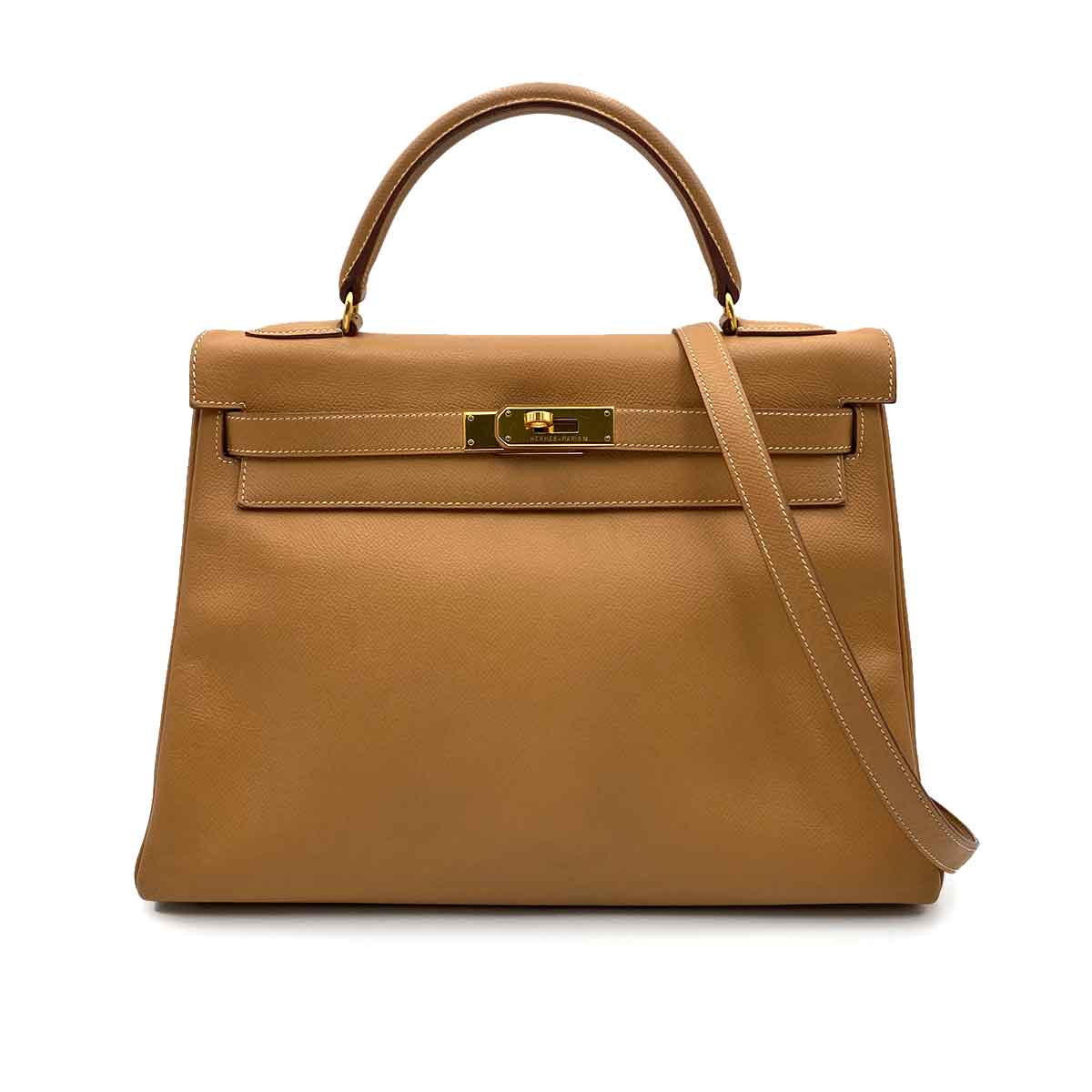 Hermès HERMES KELLY 32 RETOURNE NATURAL COUCHEVEL HAND SHOULDER BAG □A 90232135