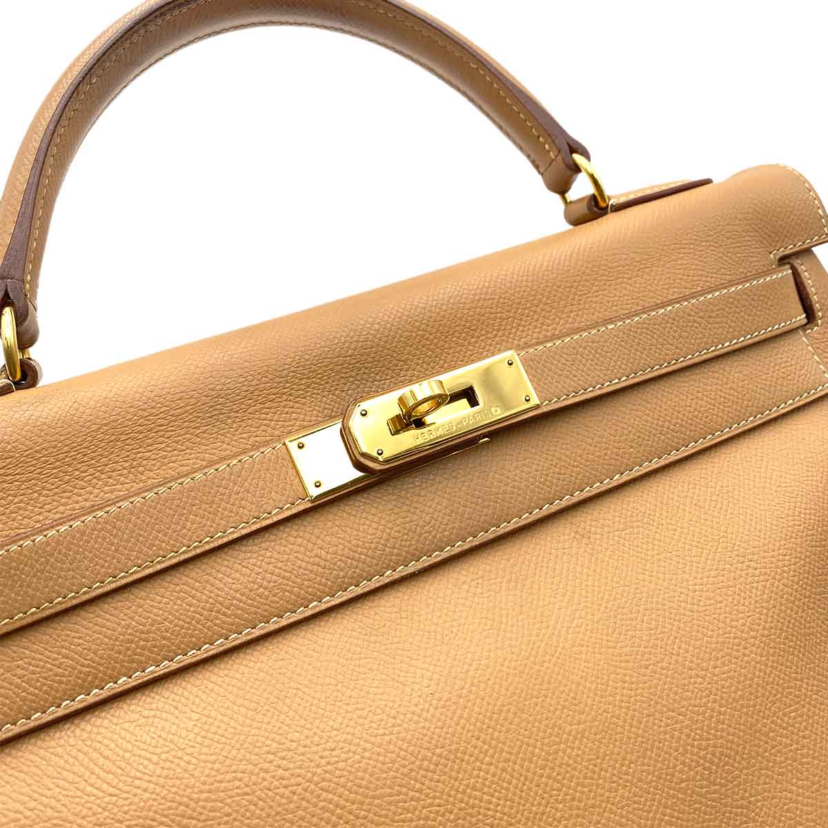 Hermès HERMES KELLY 32 RETOURNE NATURAL COUCHEVEL HAND SHOULDER BAG □A 90232135