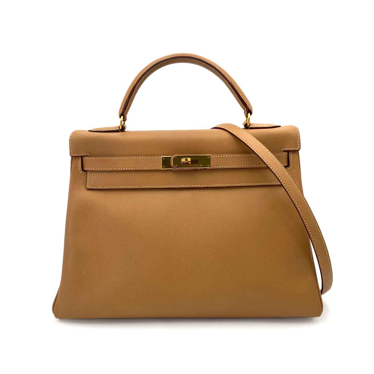 Hermès HERMES KELLY 32 RETOURNE NATURAL COUCHVEL HAND SHOULDER BAG 〇Y 90241795