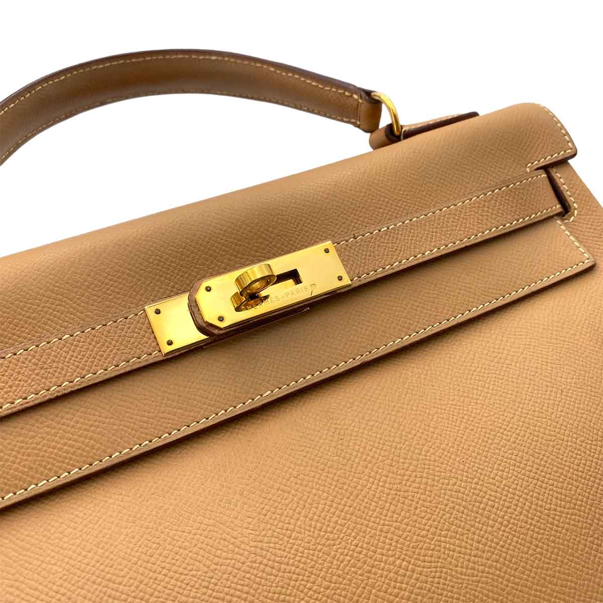 Hermès HERMES KELLY 32 RETOURNE NATURAL COUCHVEL HAND SHOULDER BAG 〇Y 90241795