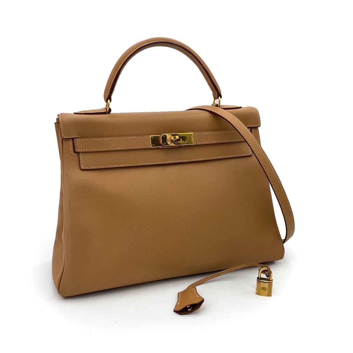 Hermès HERMES KELLY 32 RETOURNE NATURAL COUCHVEL HAND SHOULDER BAG 〇Y 90241795