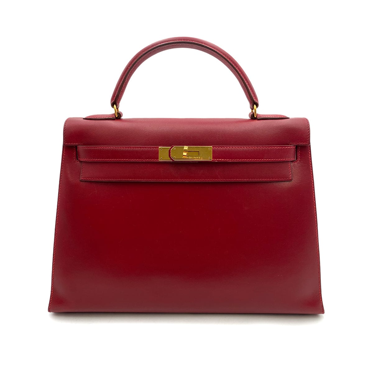 HERMES HERMES KELLY 32 SELLIER ROUGE CASAQUE BOX CARF HAND BAG 〇U 90248884