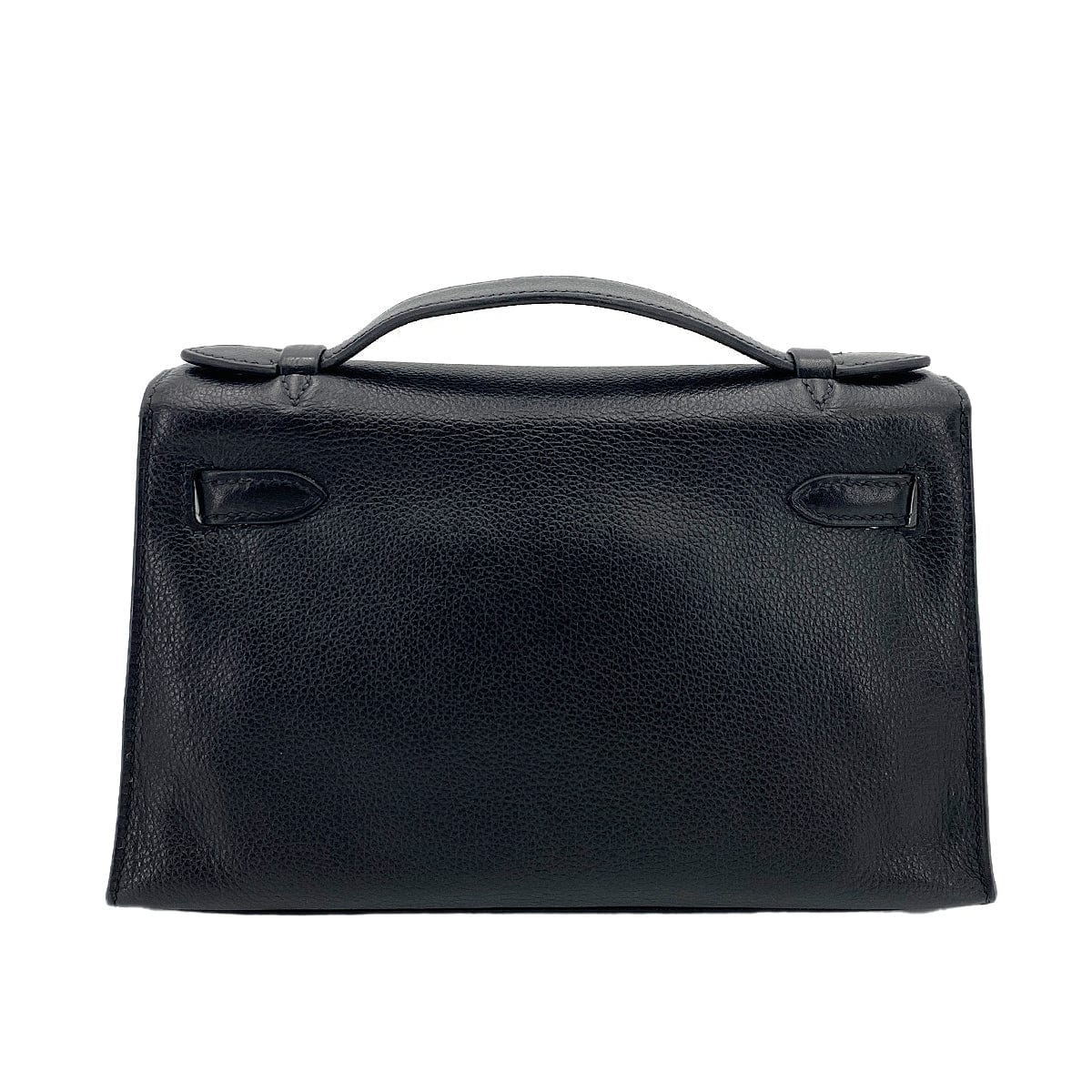 HERMES HERMES KELLY POCHETTE SELLIER BLACK EVERGRAIN HAND BAG □H GHW 90247192