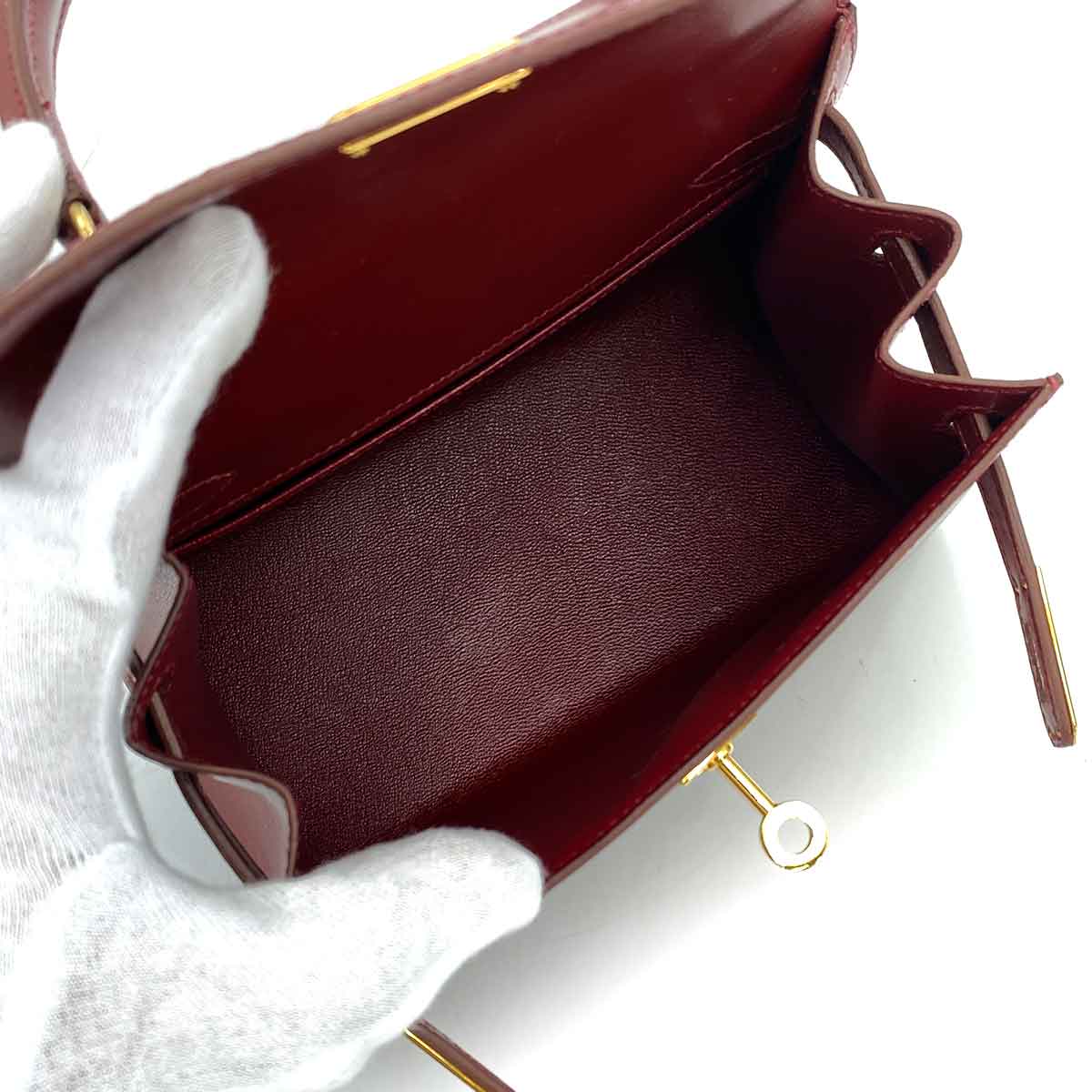 Hermès HERMES MINI KELLY 20 ROUGE ASH BOXCALF HAND SHOULDER BAG 〇V 90245541