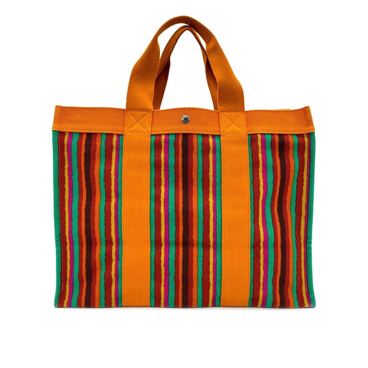 HERMES HERMES SAC DE PLAGE GM TOTE BAG ORANGE MULTICOLOR COTTON CANVAS 90247387