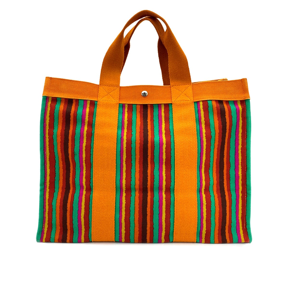 HERMES HERMES SAC DE PLAGE GM TOTE BAG ORANGE MULTICOLOR COTTON CANVAS 90247387