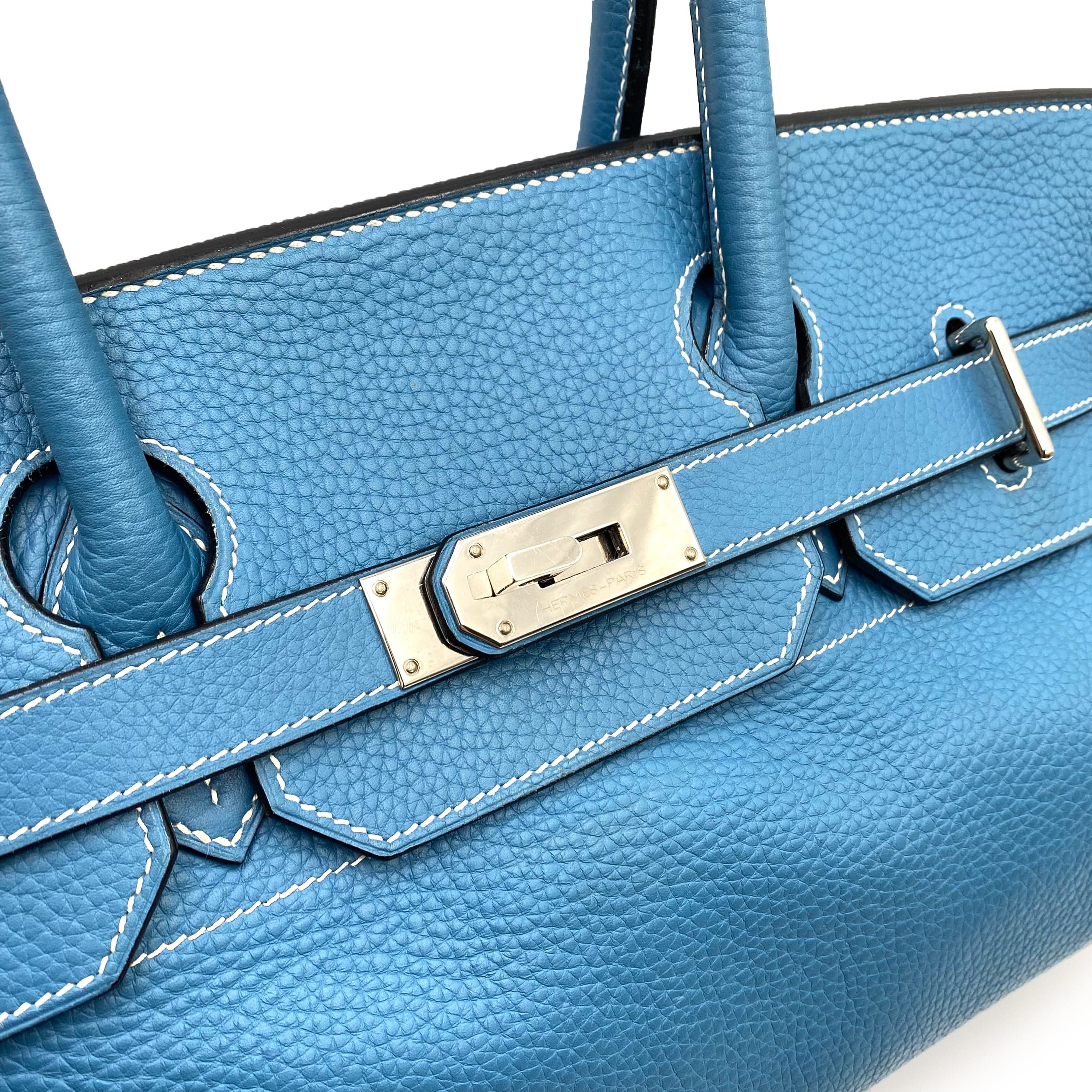 Hermès HERMES SHOULDER BIRKIN 42 BLUE JEAN TAURILLON CLEMENCE □I SHW 90231595