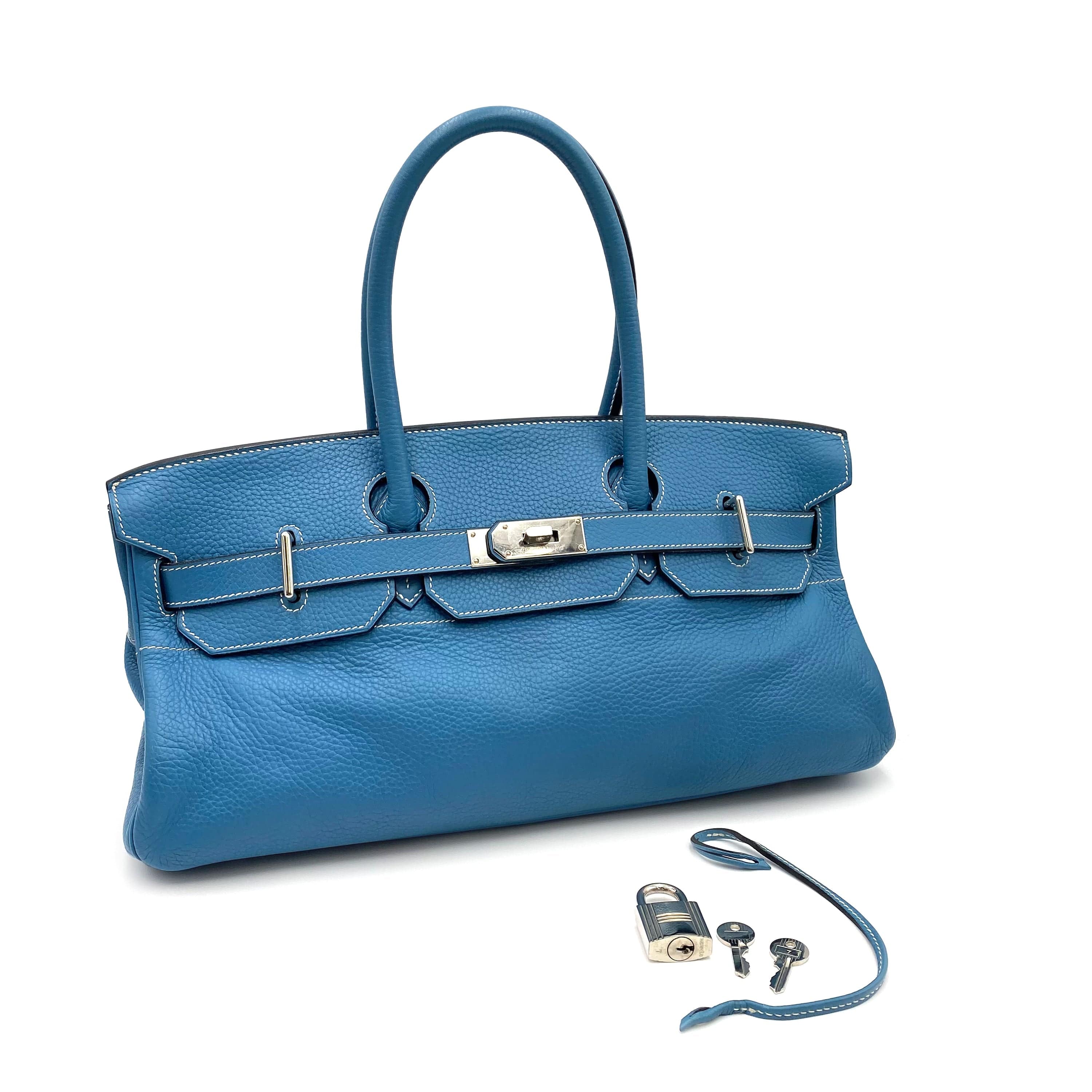 Hermès HERMES SHOULDER BIRKIN 42 BLUE JEAN TAURILLON CLEMENCE □I SHW 90231595