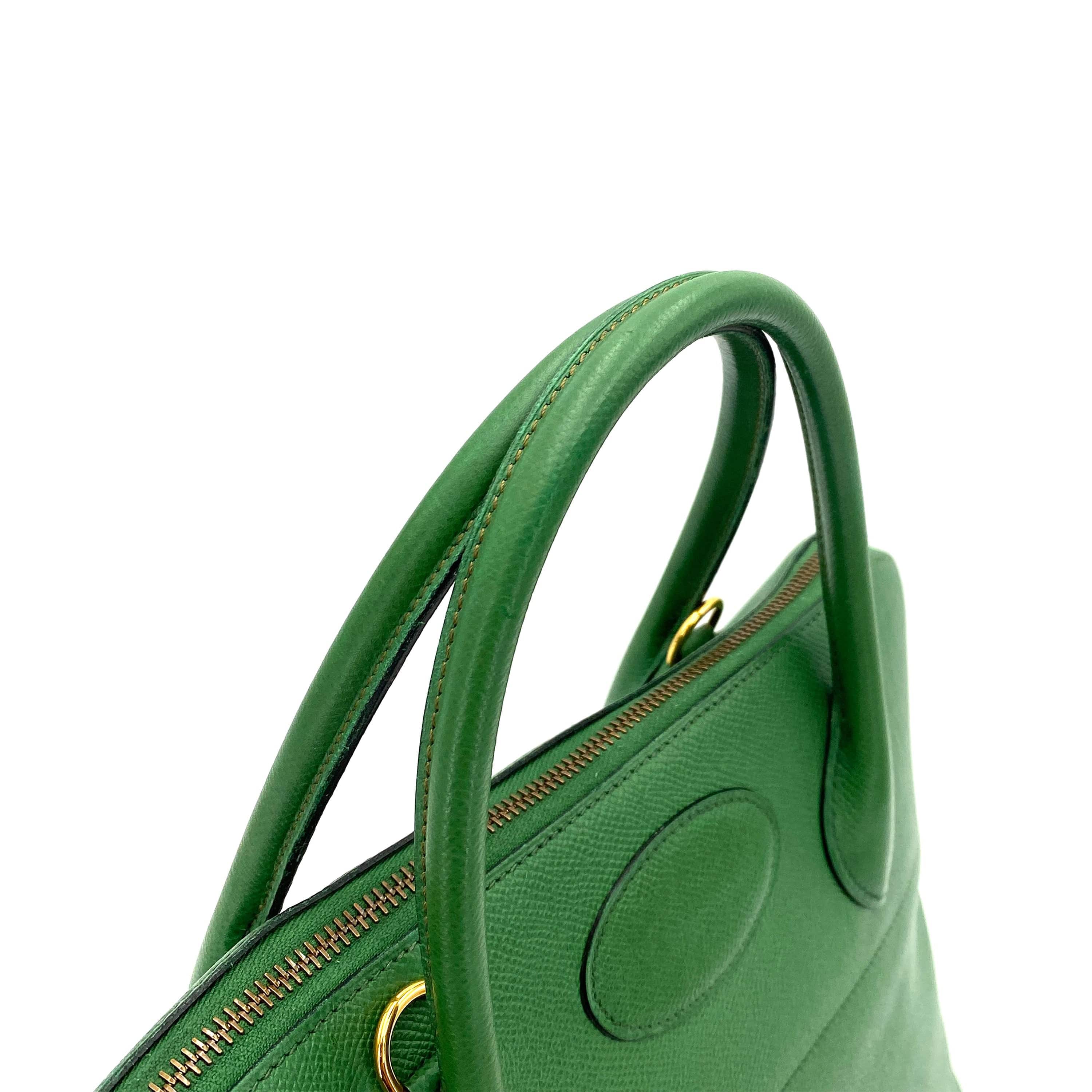 HERMES HERMES VINTAGE BOLIDE 35 VERT BENGALE COUCHEVEL HAND #X 90249958