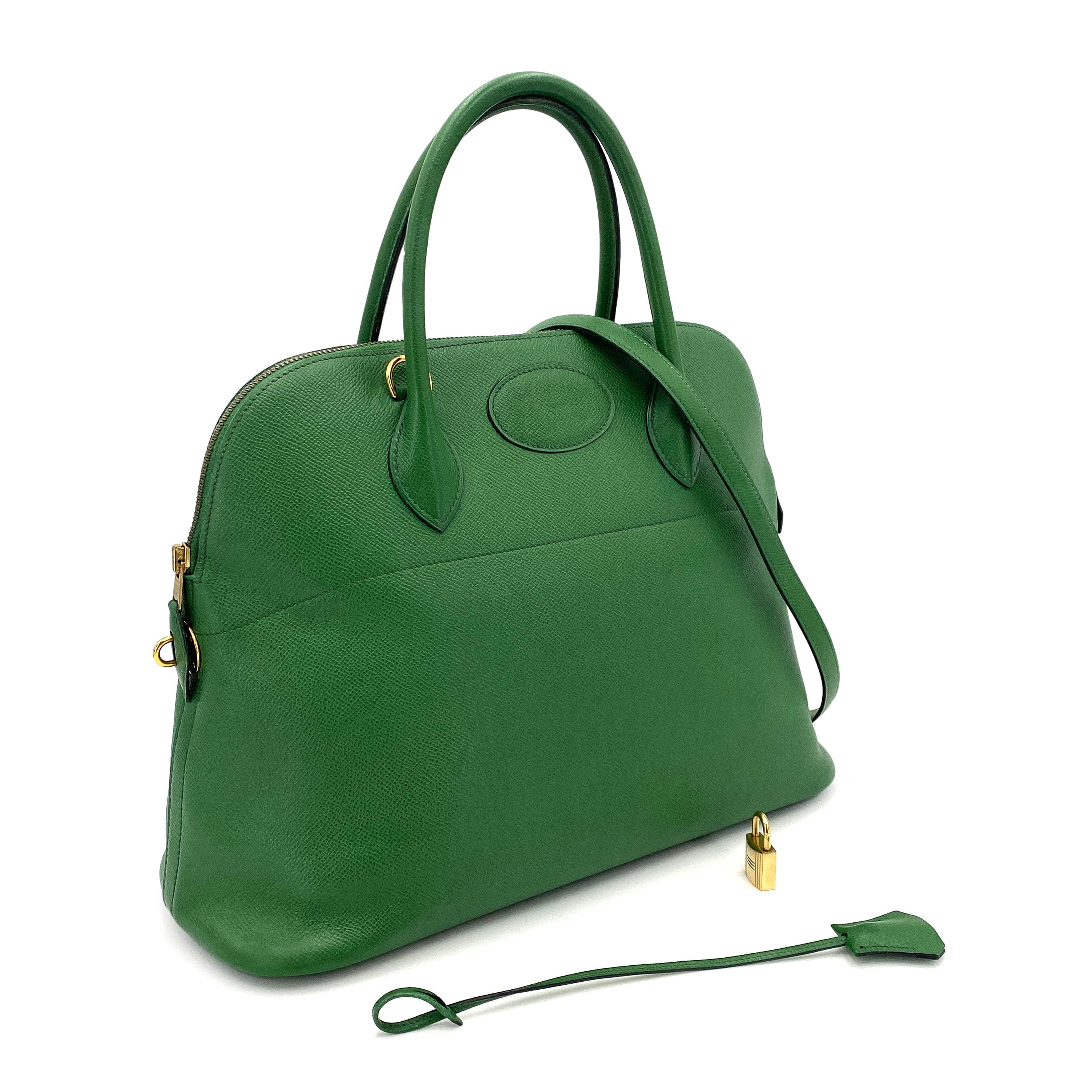 HERMES HERMES VINTAGE BOLIDE 35 VERT BENGALE COUCHEVEL HAND #X 90249958