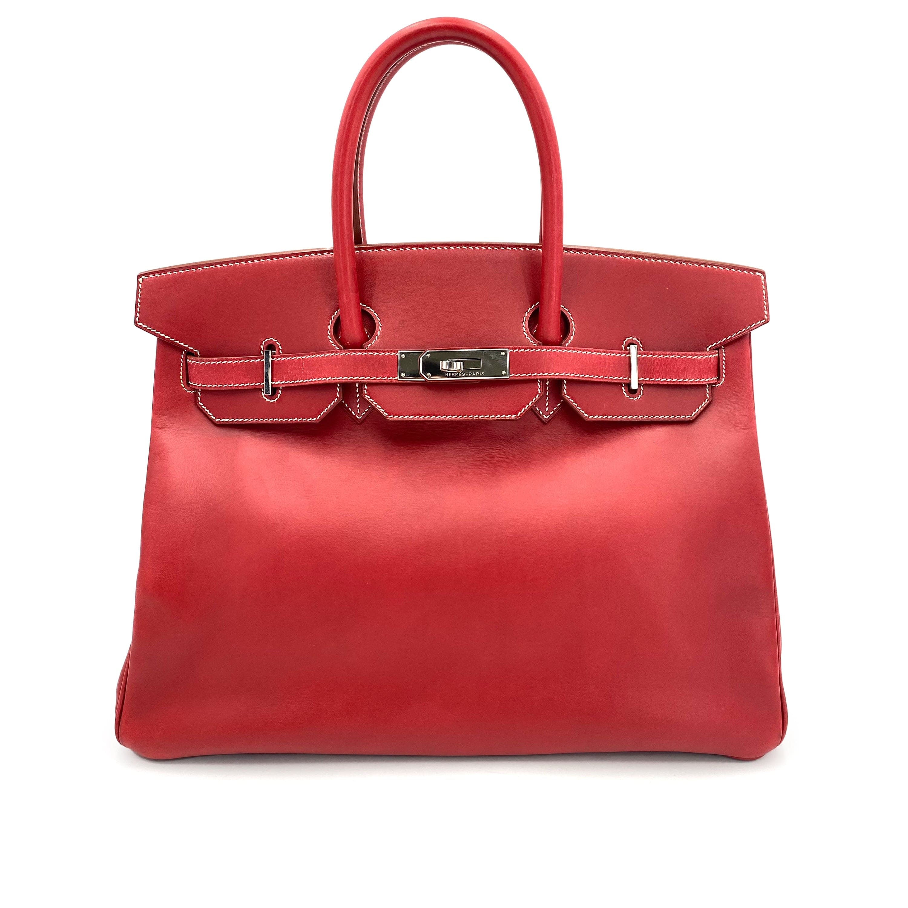 Hermes Hermès Vintage Hermès Birkin 35 Rouge Vif Boxcalf PHW #C 90241642