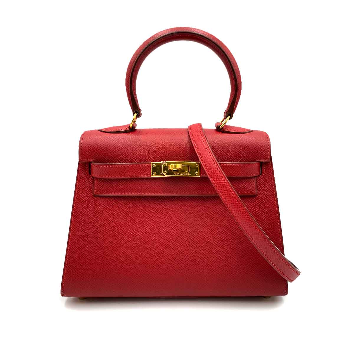 Hermès Hermès Vintage Kelly 20 Rouge Vif Courchevel GHW #Y 90233732