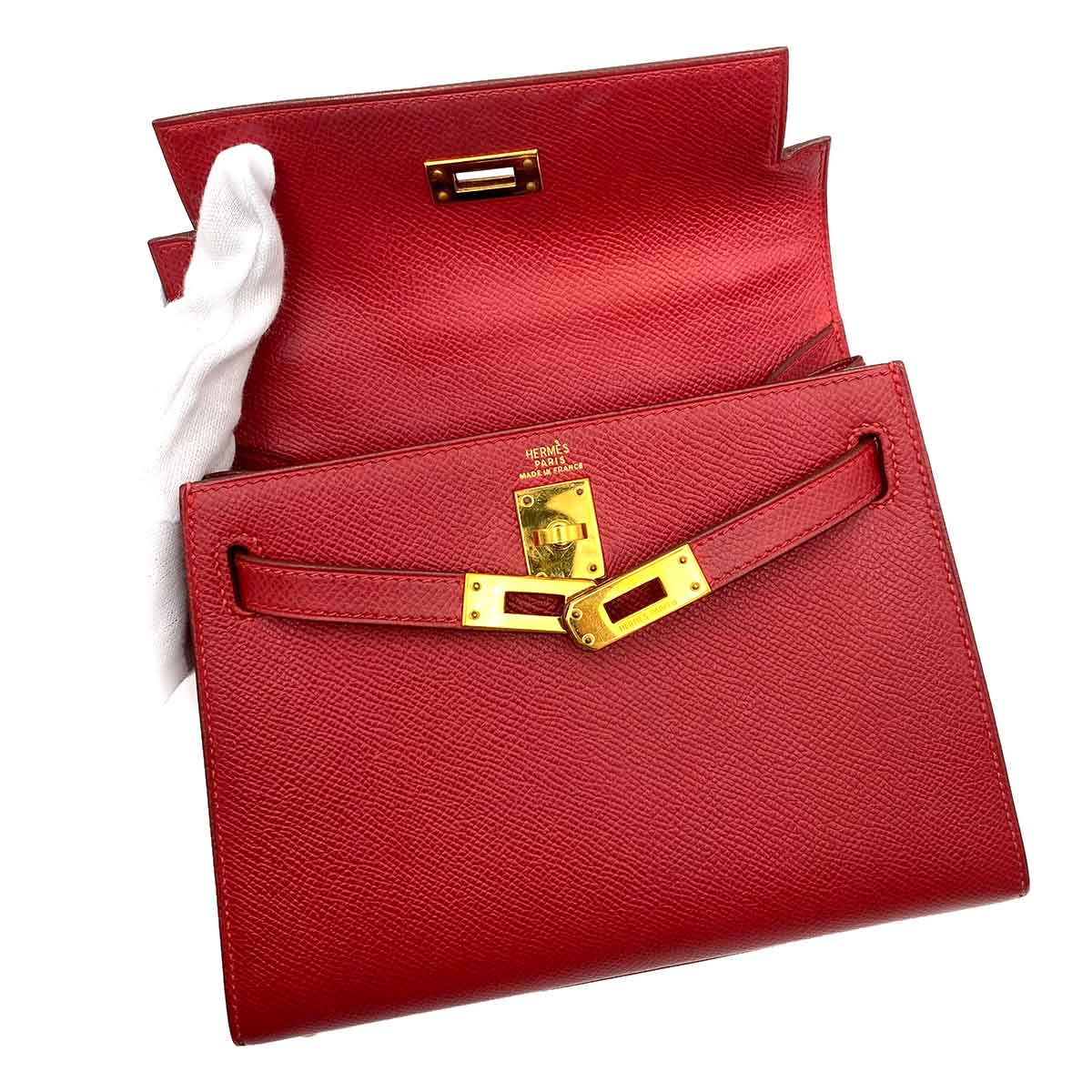 Hermès Hermès Vintage Kelly 20 Rouge Vif Courchevel GHW #Y 90233732