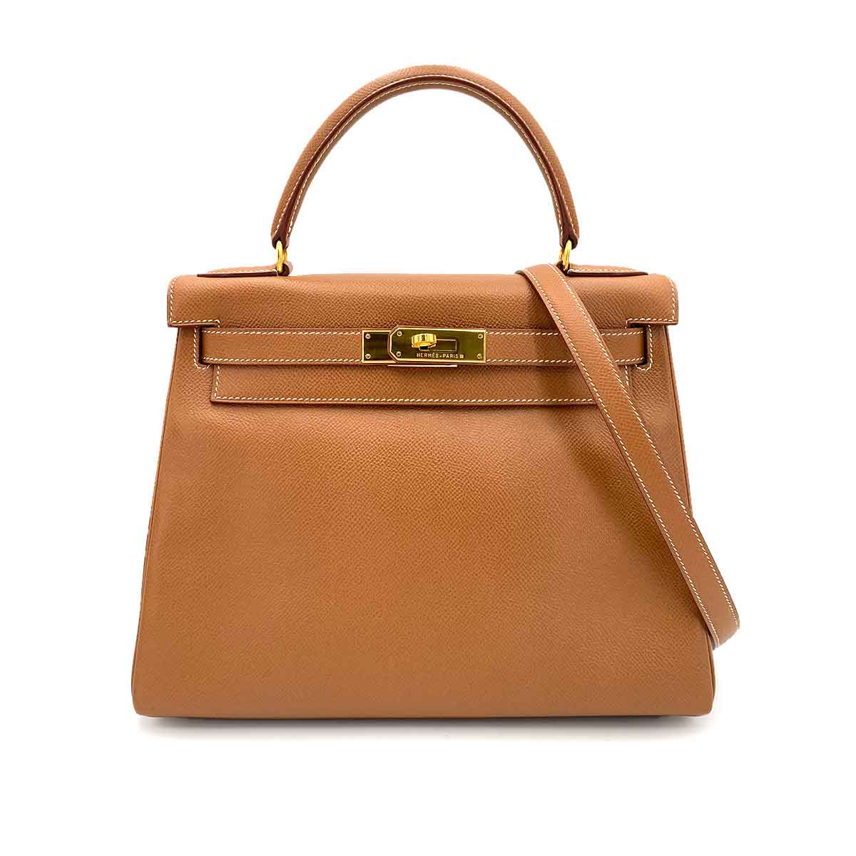 Hermès Hermès Vintage Kelly 28 Retourne Gold Courchevel GHW #A 90241274