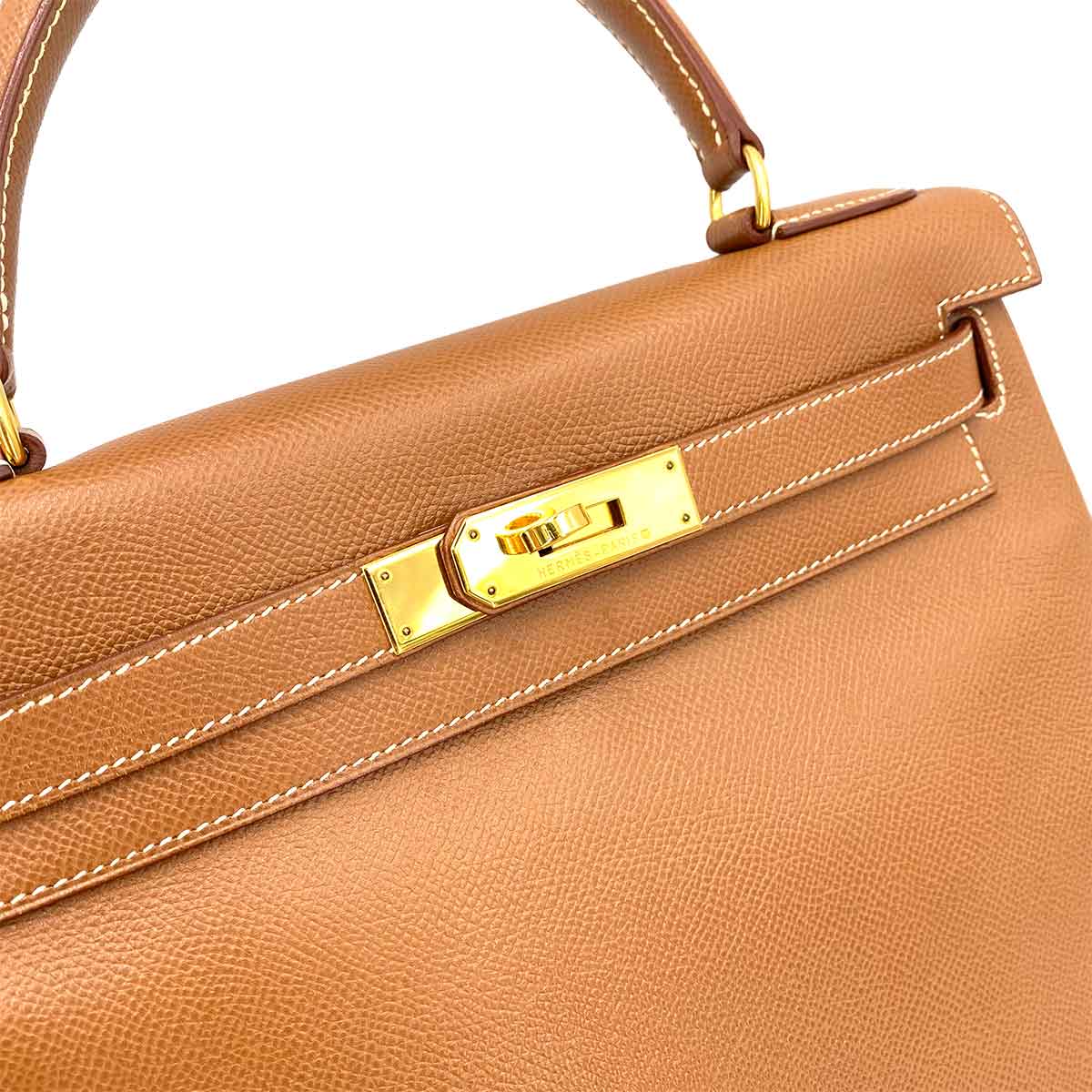 Hermès Hermès Vintage Kelly 28 Retourne Gold Courchevel GHW #A 90241274