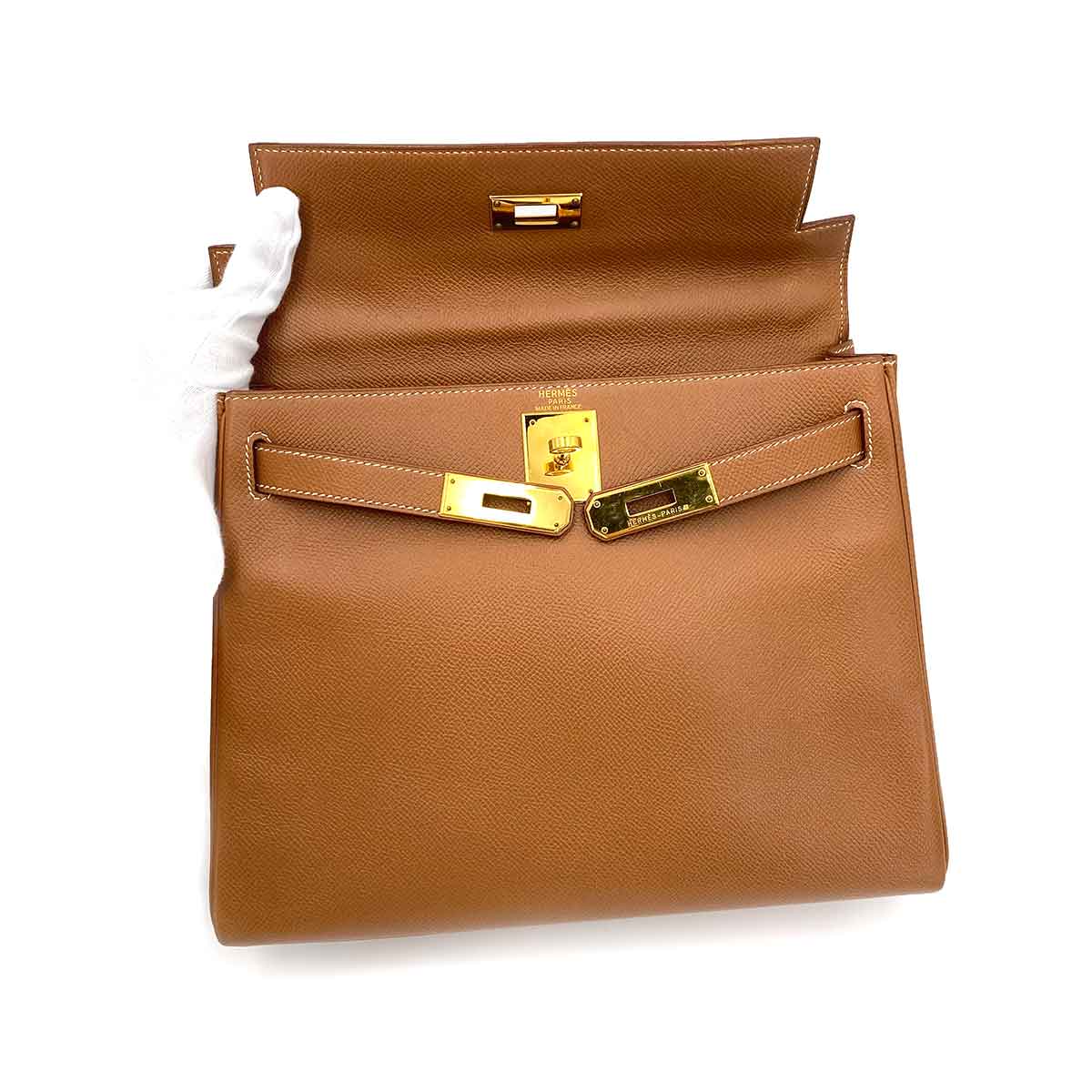 Hermès Hermès Vintage Kelly 28 Retourne Gold Courchevel GHW #A 90241274