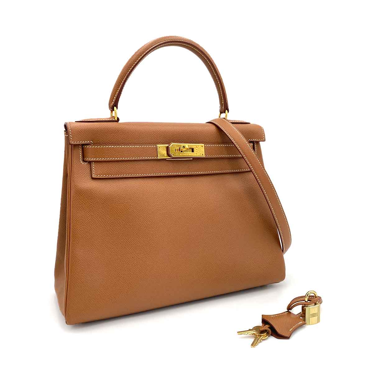 Hermès Hermès Vintage Kelly 28 Retourne Gold Courchevel GHW #A 90241274