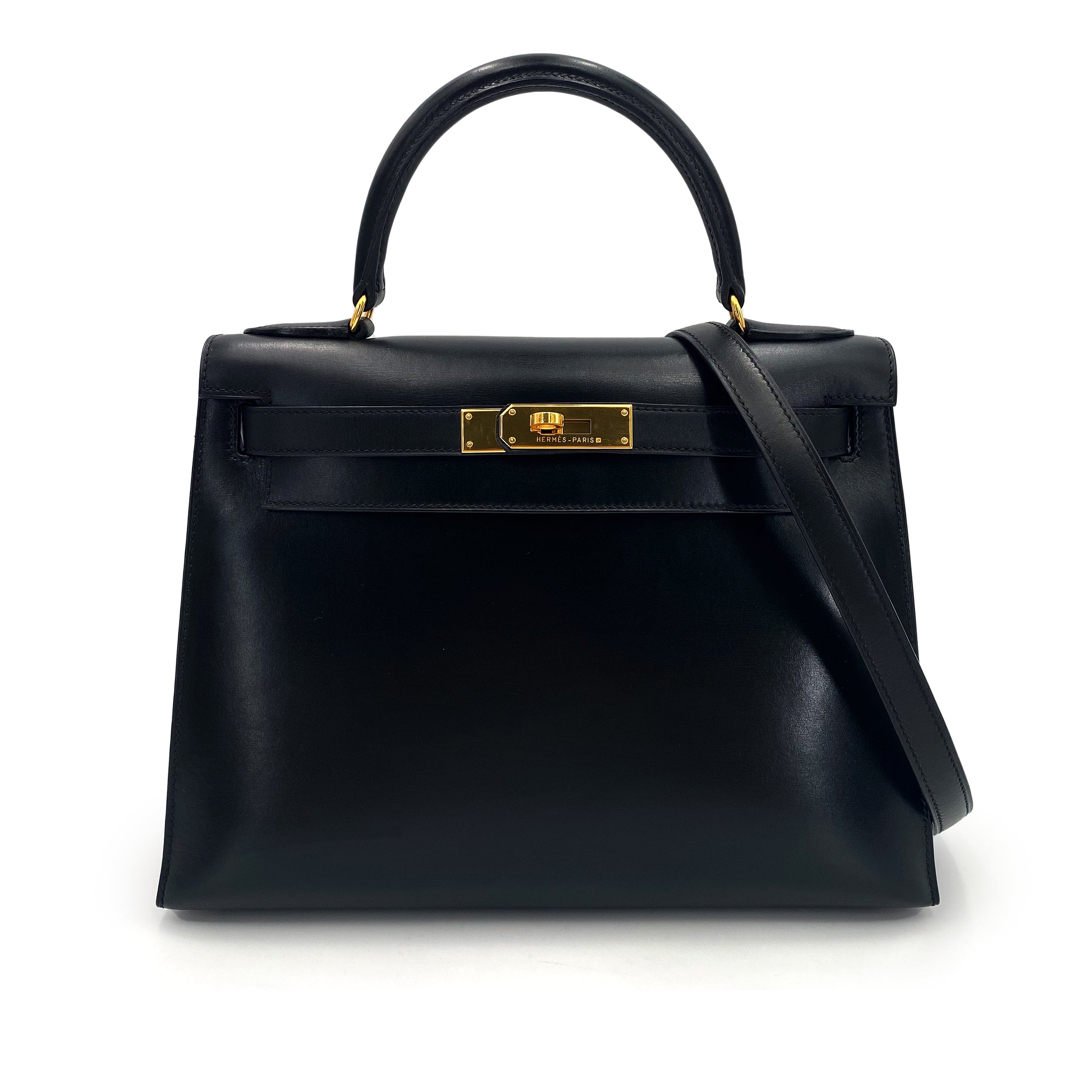 Hermès Hermès Vintage Kelly 28 Sellier Black Boxcalf GHW #E 90241674