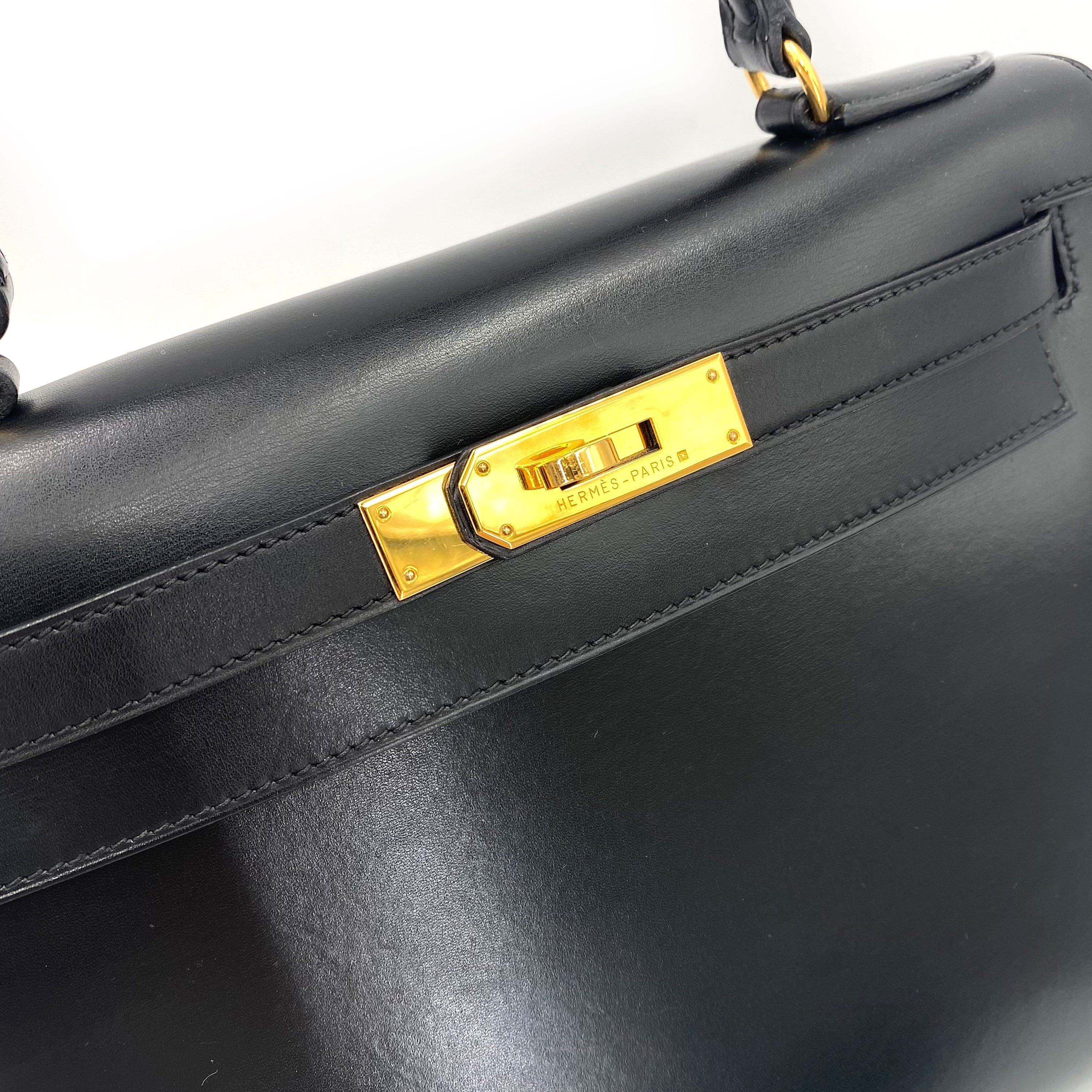 Hermès Hermès Vintage Kelly 28 Sellier Black Boxcalf GHW #E 90241674