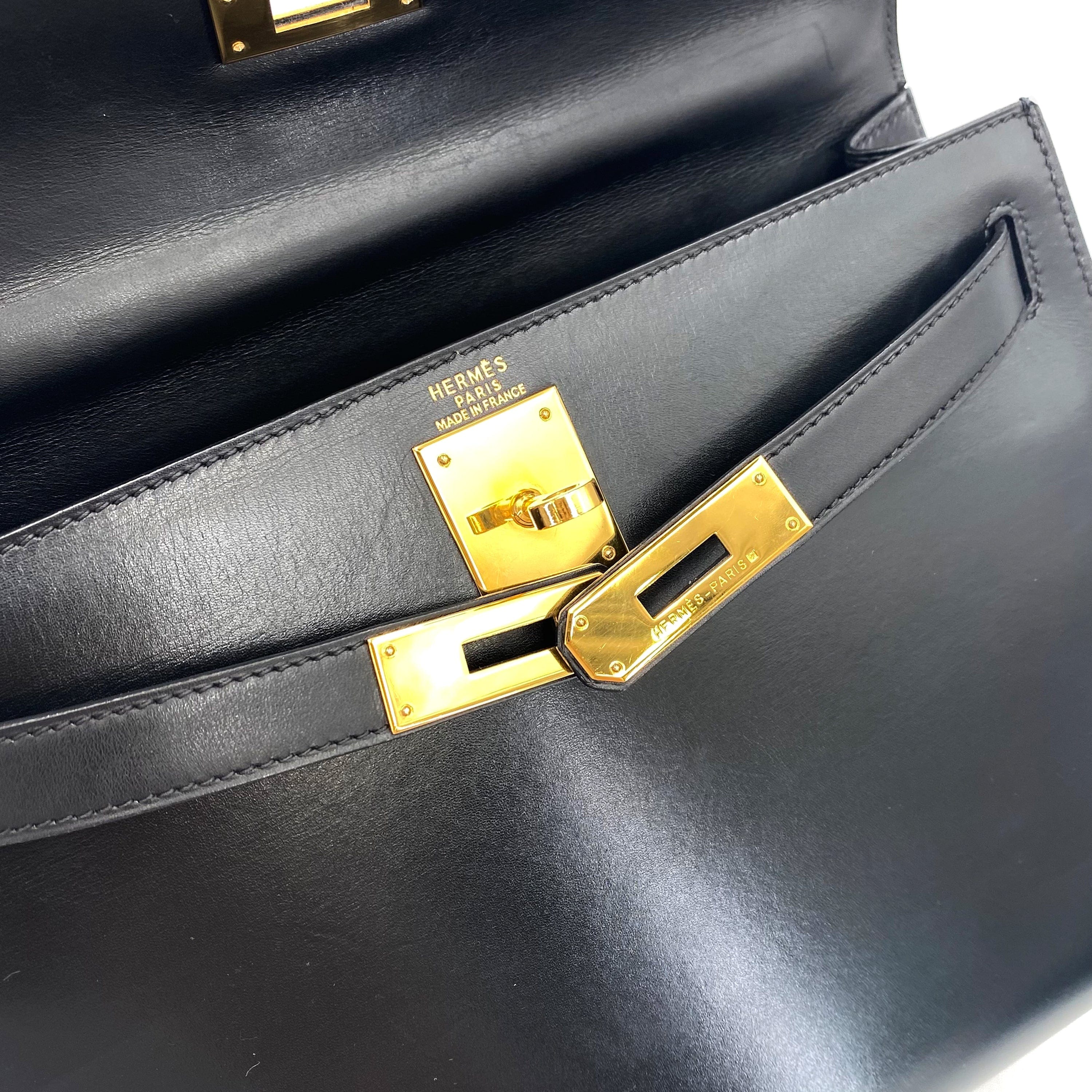 Hermès Hermès Vintage Kelly 28 Sellier Black Boxcalf GHW #E 90241674