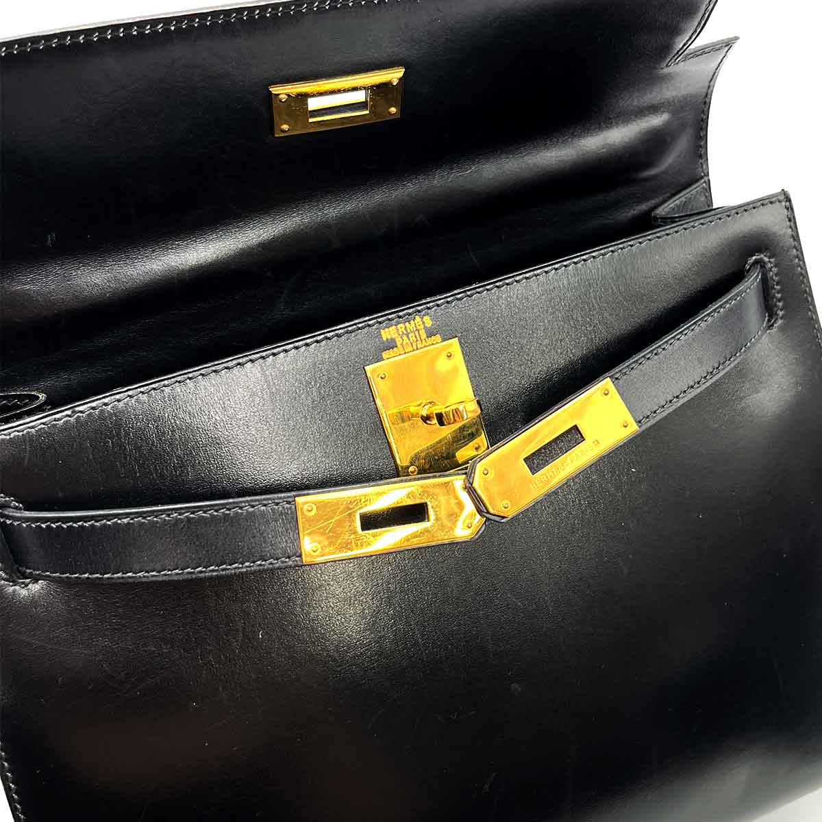 Hermès Hermès Vintage Kelly 28 Sellier Black Boxcalf #U Circle 90234222