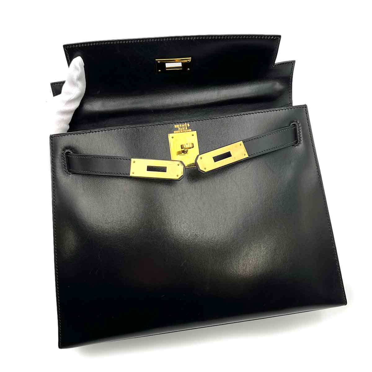 Hermès Hermès Vintage Kelly 28 Sellier Black Boxcalf #U Circle 90234222