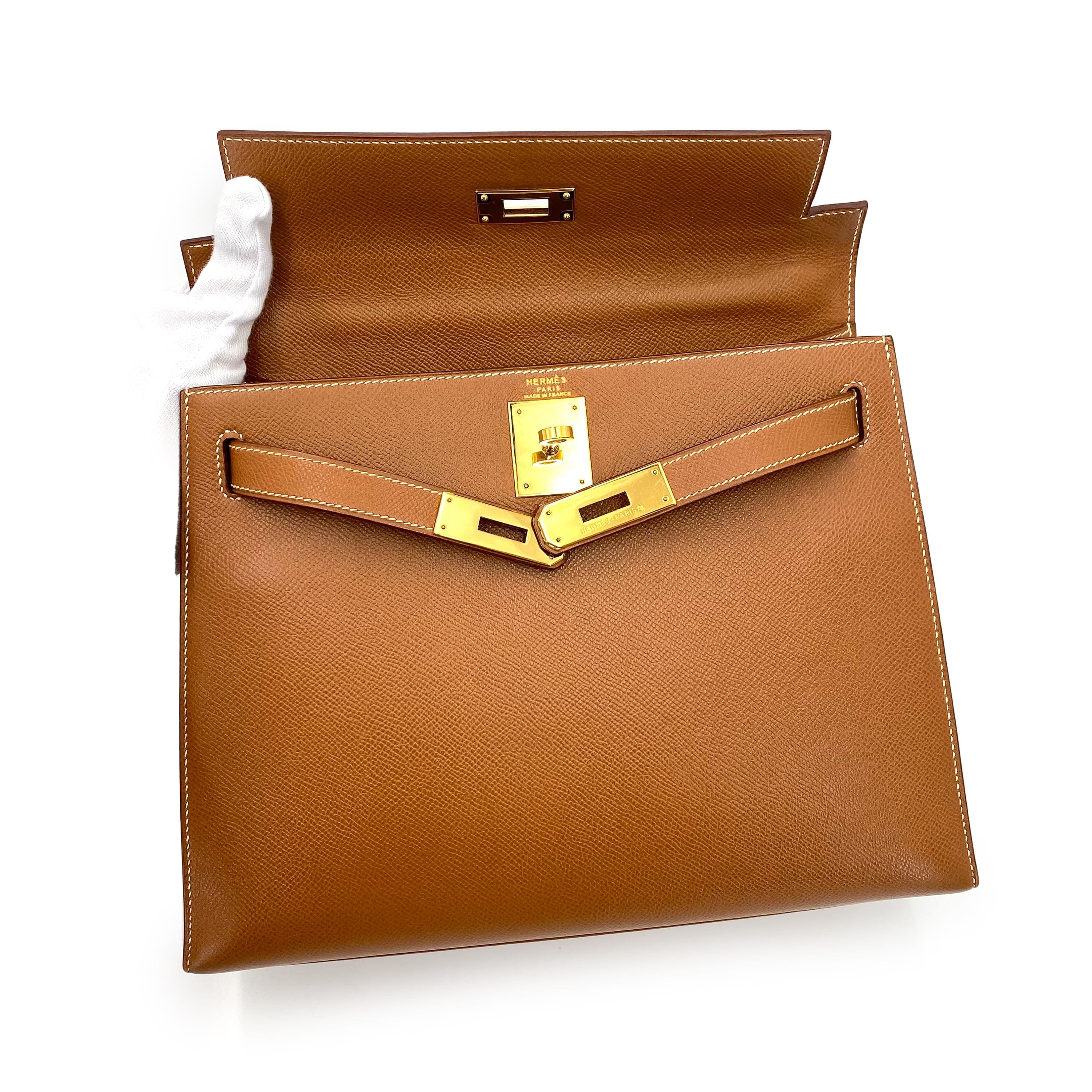 Hermès Hermès Vintage Kelly 28 Sellier Gold Courchevel GHW #W 90239853