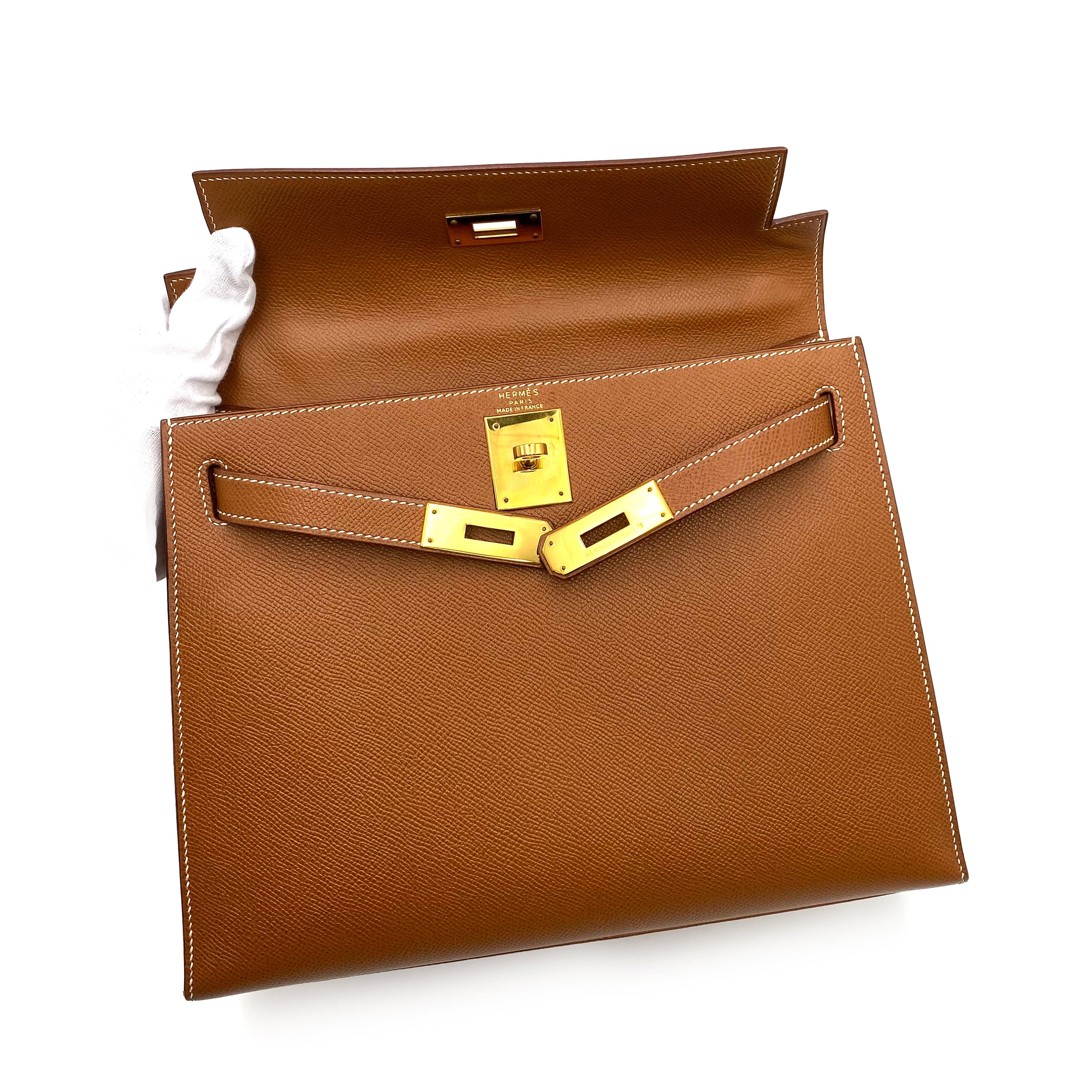 Hermès Hermès Vintage Kelly 28 Sellier Gold Courchevel #Y GHW 90230828