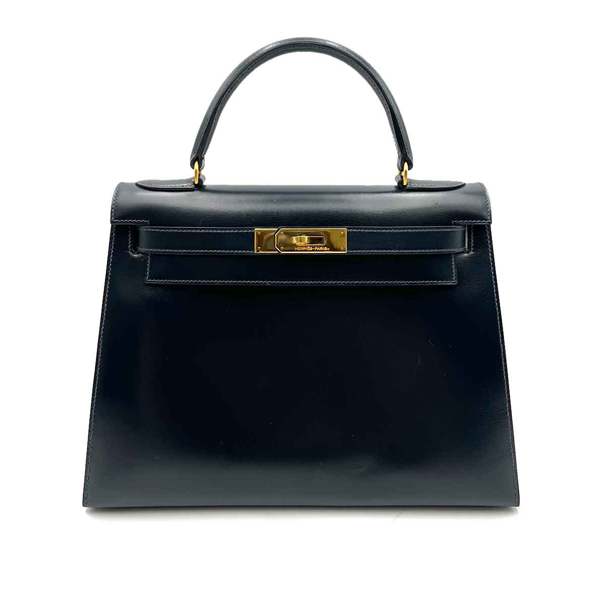 Hermès Hermès Vintage Kelly 28 Sellier Navy Boxcalf GHW #R 90234534