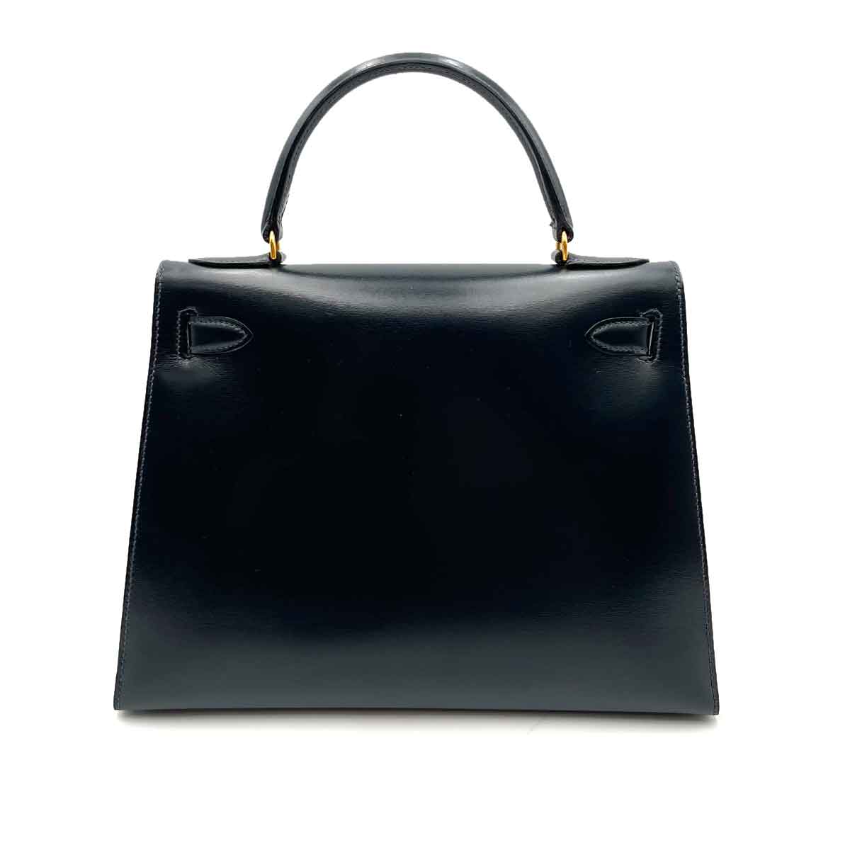 Hermès Hermès Vintage Kelly 28 Sellier Navy Boxcalf GHW #R 90234534