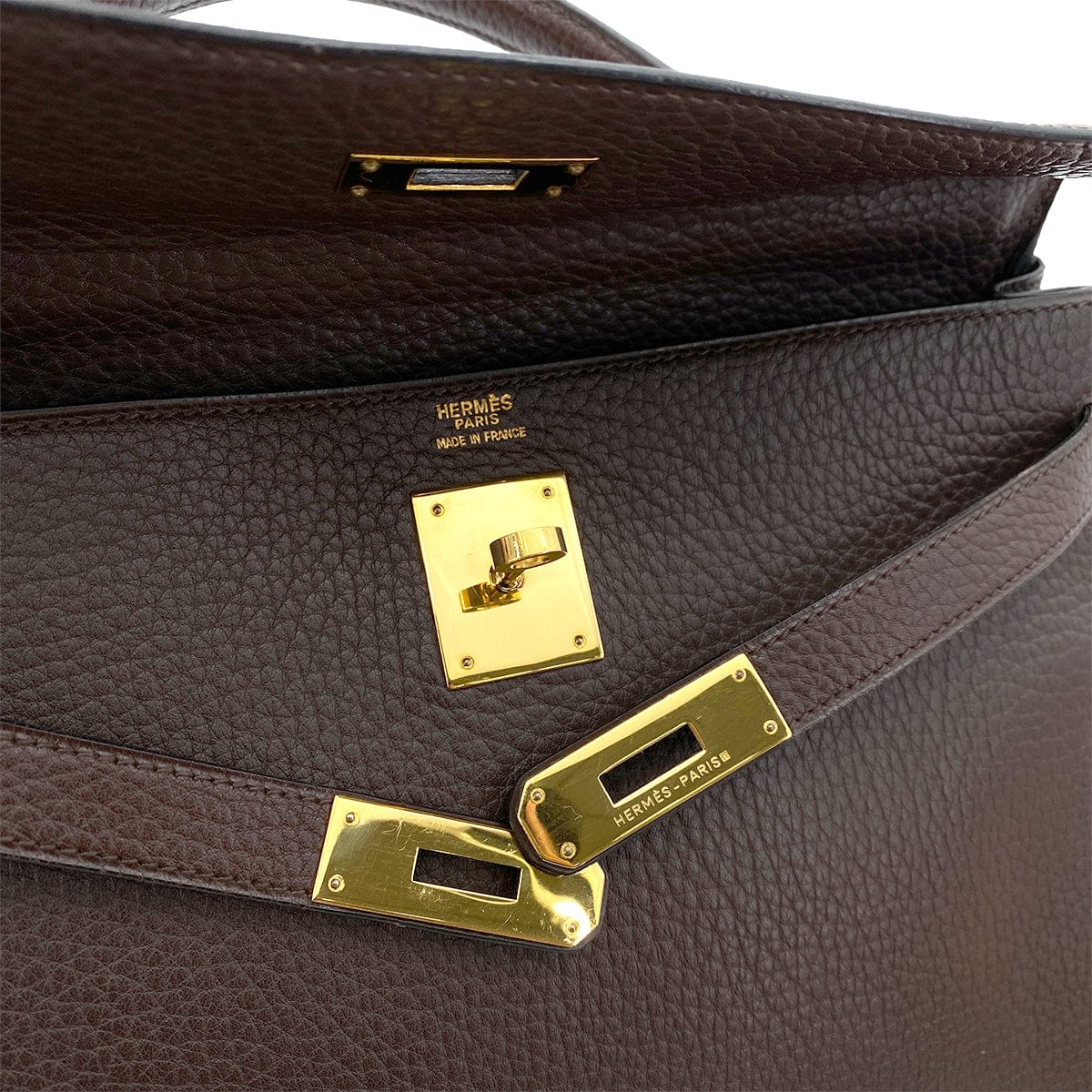 Hermes HERMES VINTAGE KELLY 32 RETOURNE EBENE TOGO GHW #V 90252014