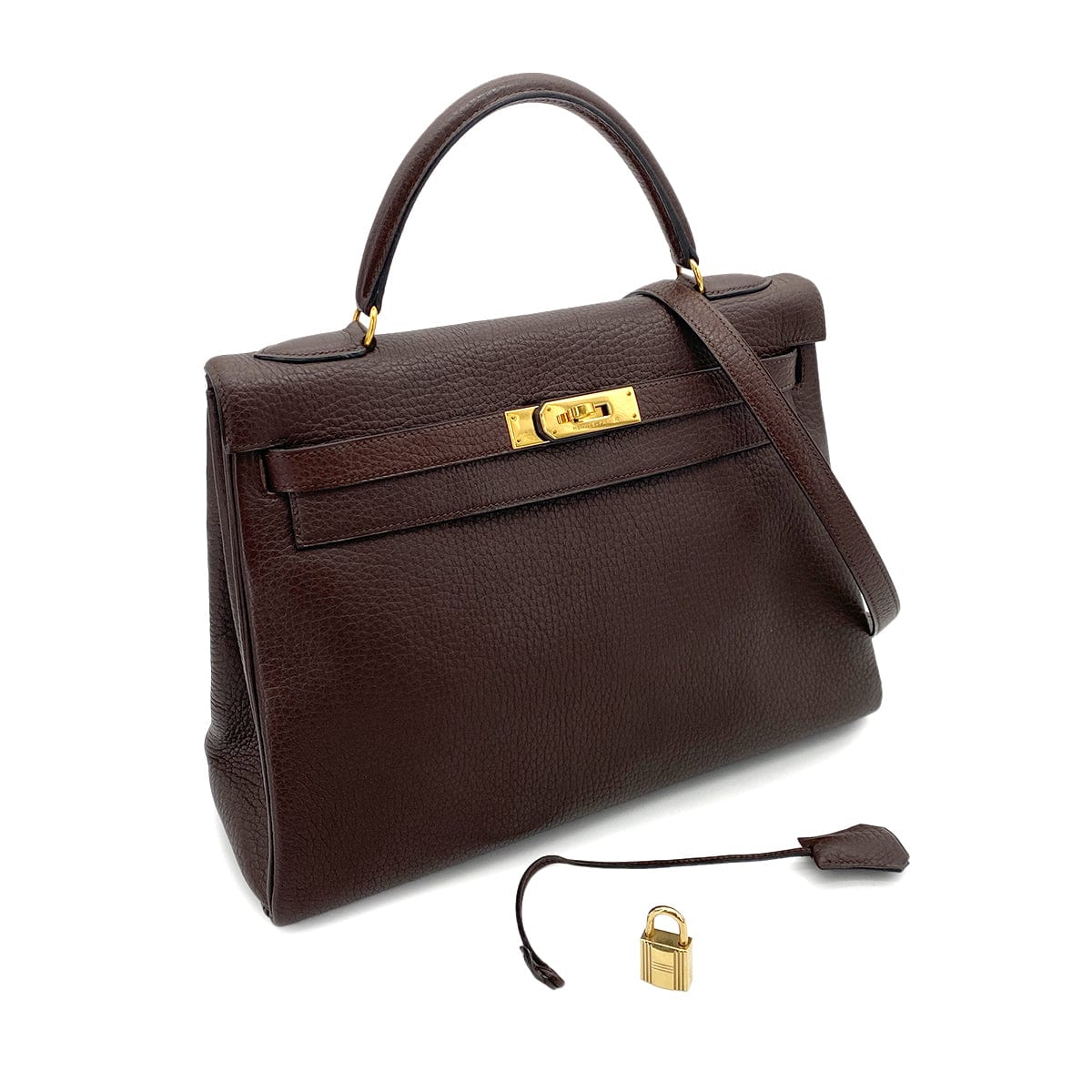 Hermes HERMES VINTAGE KELLY 32 RETOURNE EBENE TOGO GHW #V 90252014