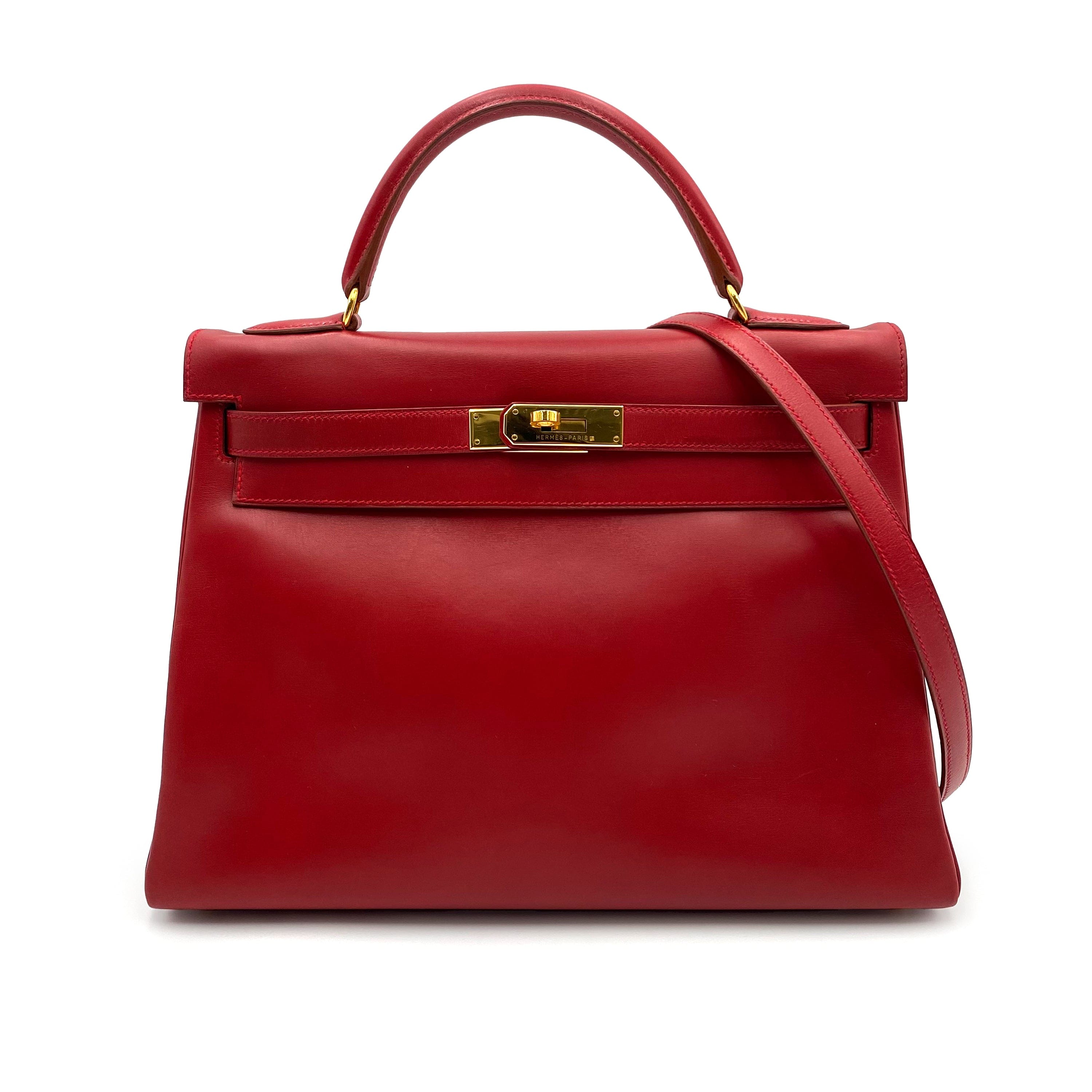 Hermès Hermès Vintage Kelly 32 Retourne Rouge Vif Boxcalf GHW #B 90232252