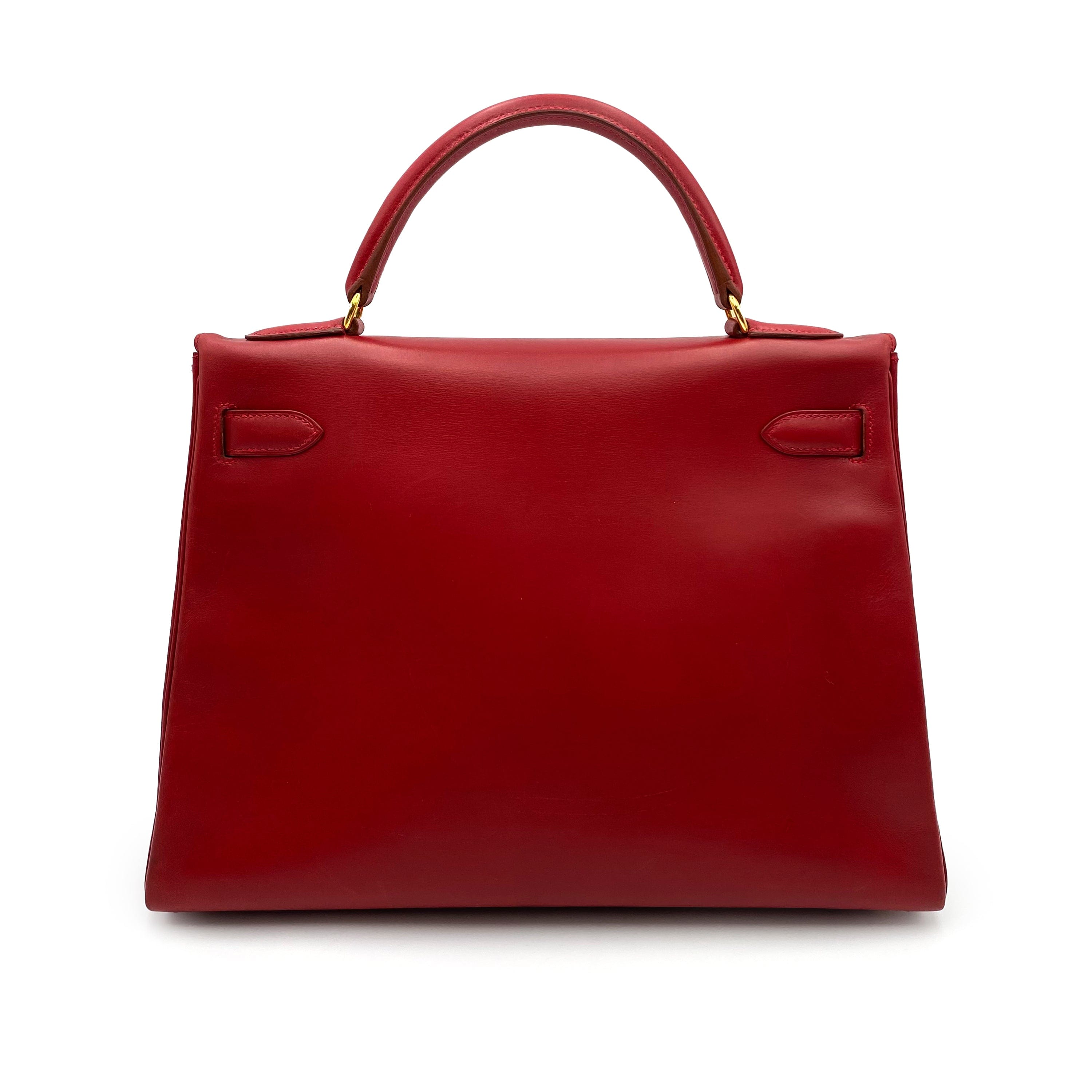 Hermès Hermès Vintage Kelly 32 Retourne Rouge Vif Boxcalf GHW #B 90232252