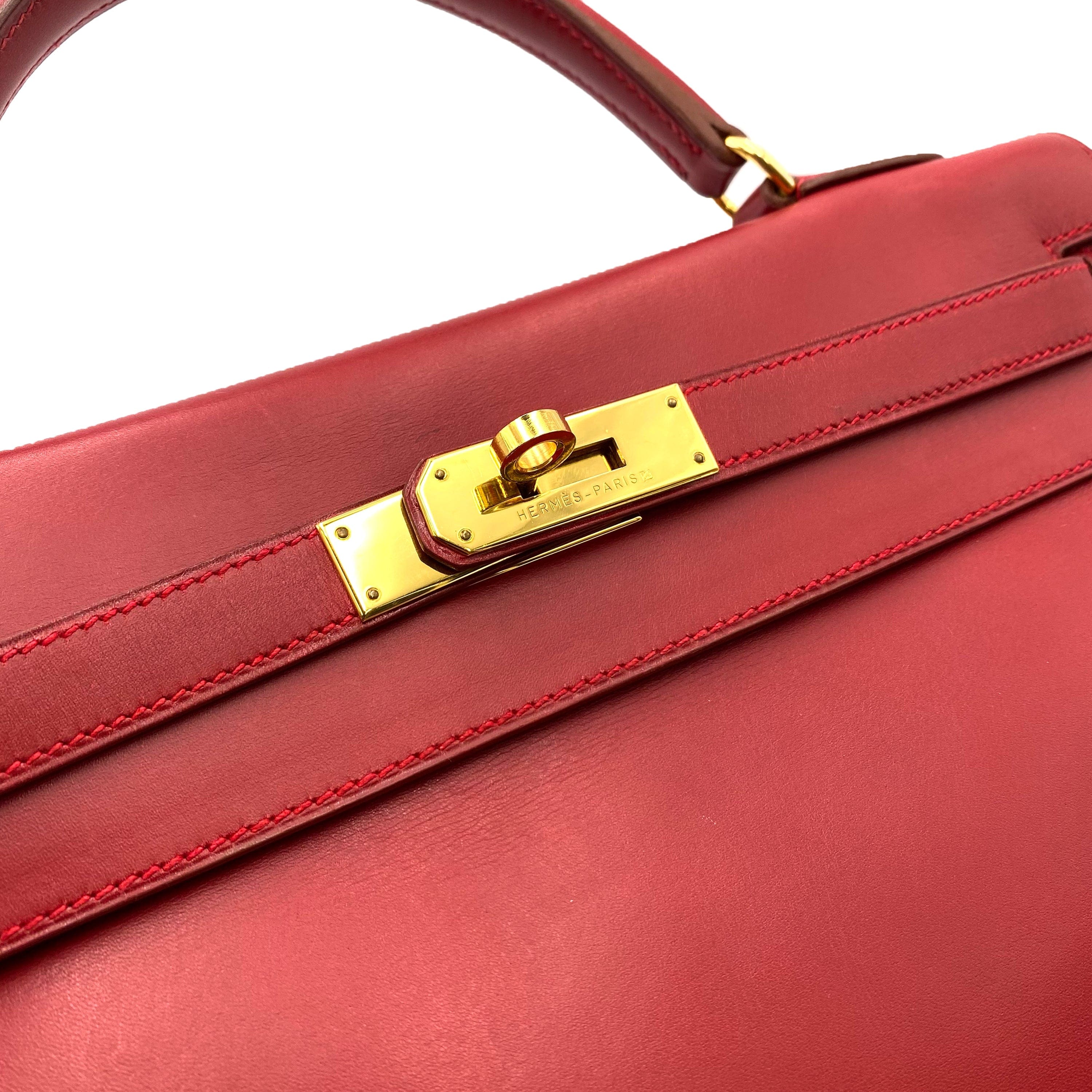 Hermès Hermès Vintage Kelly 32 Retourne Rouge Vif Boxcalf GHW #B 90232252