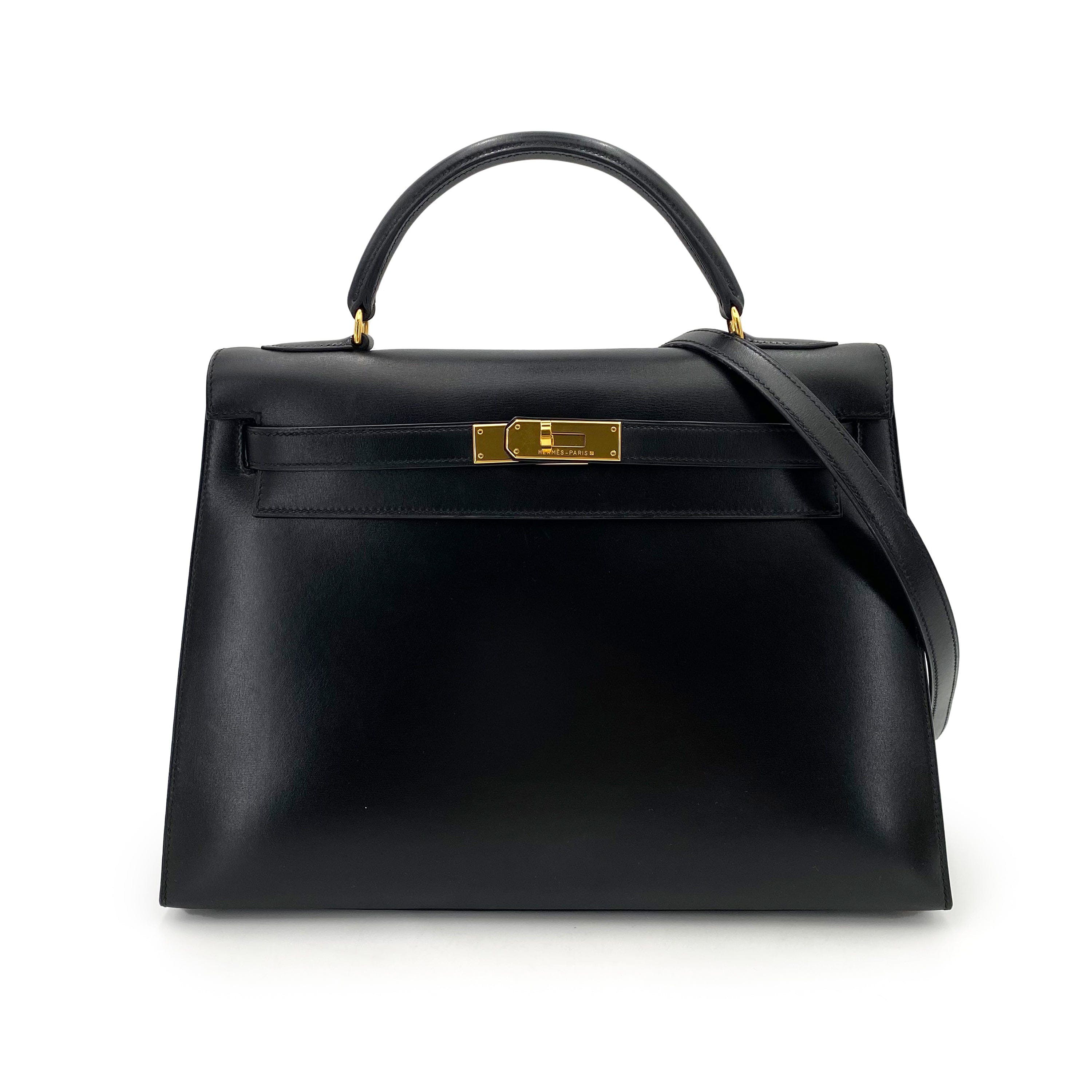 Hermès Hermès Vintage Kelly 32 Sellier Black Boxcalf GHW #A 90241794