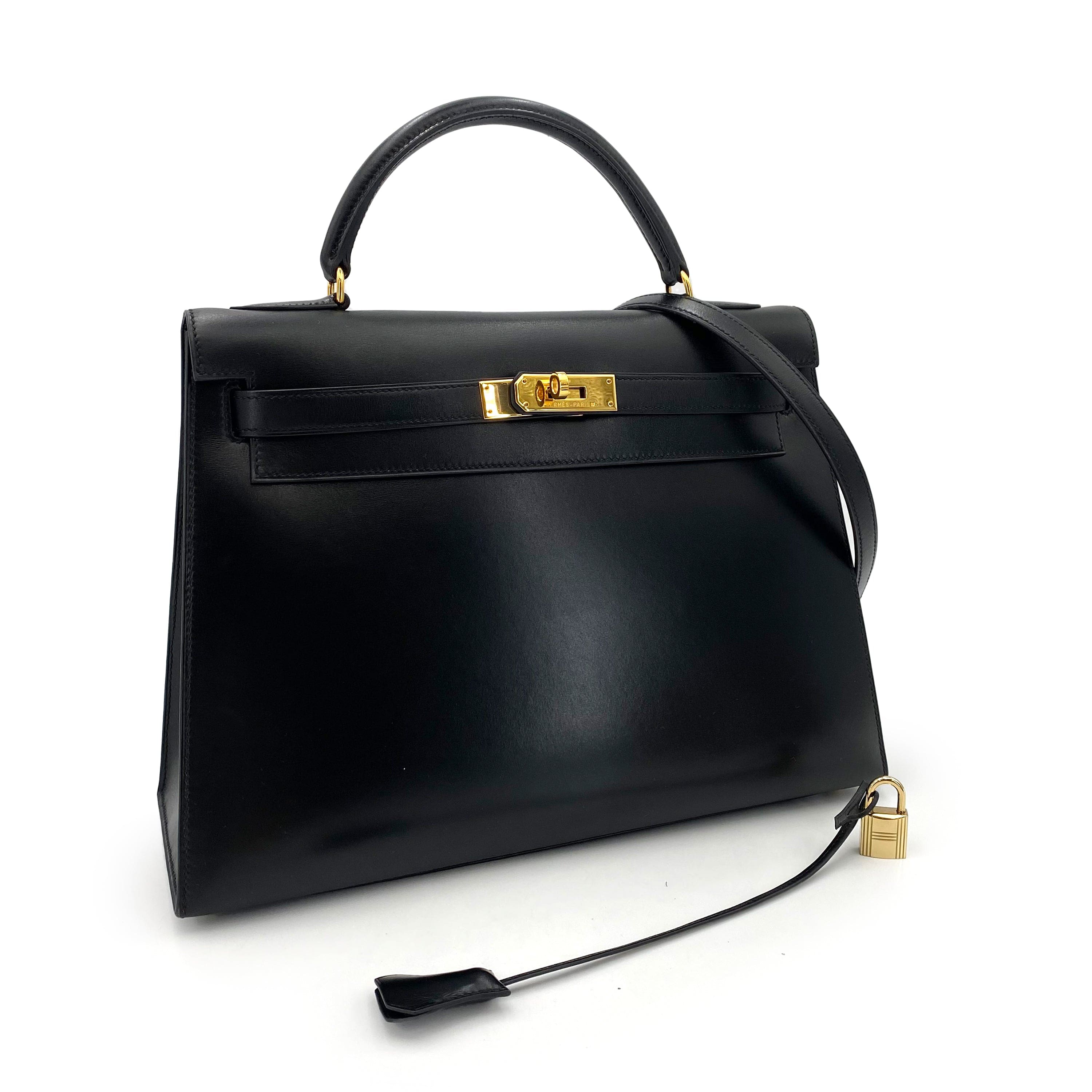 Hermès Hermès Vintage Kelly 32 Sellier Black Boxcalf GHW #A 90241794