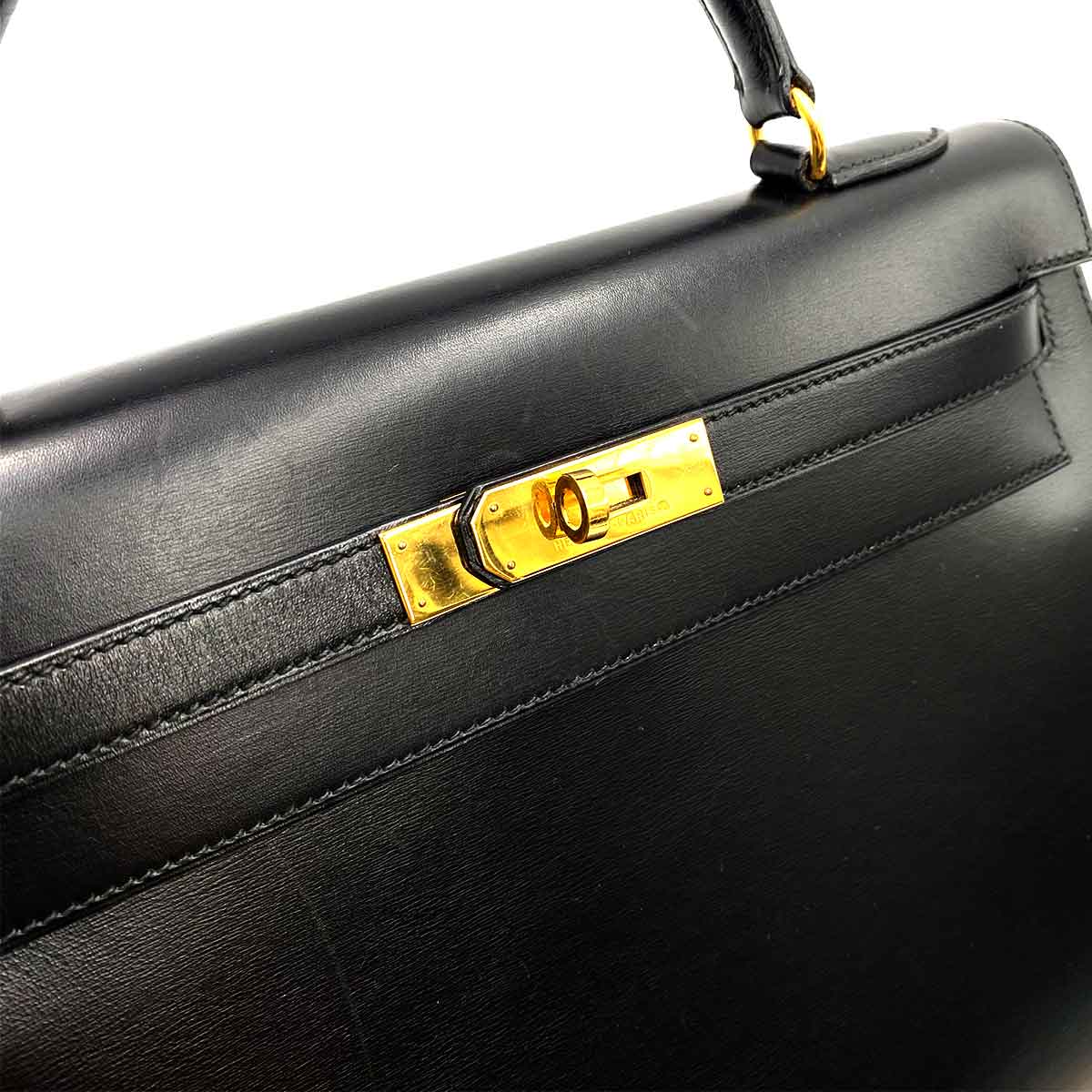 Hermès Hermes Vintage Kelly 32 Sellier Black Boxcalf GHW #Y 90228027