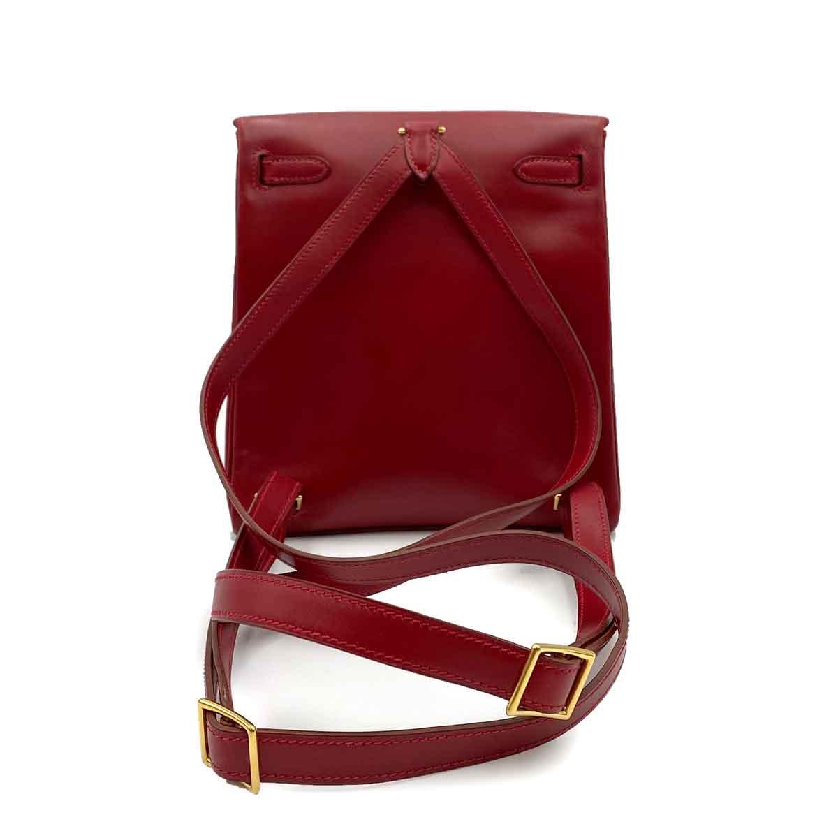 Hermès Hermes Vintage Kelly Ado Backpack PM Rouge Vif Boxcalf GHW #C 90232187