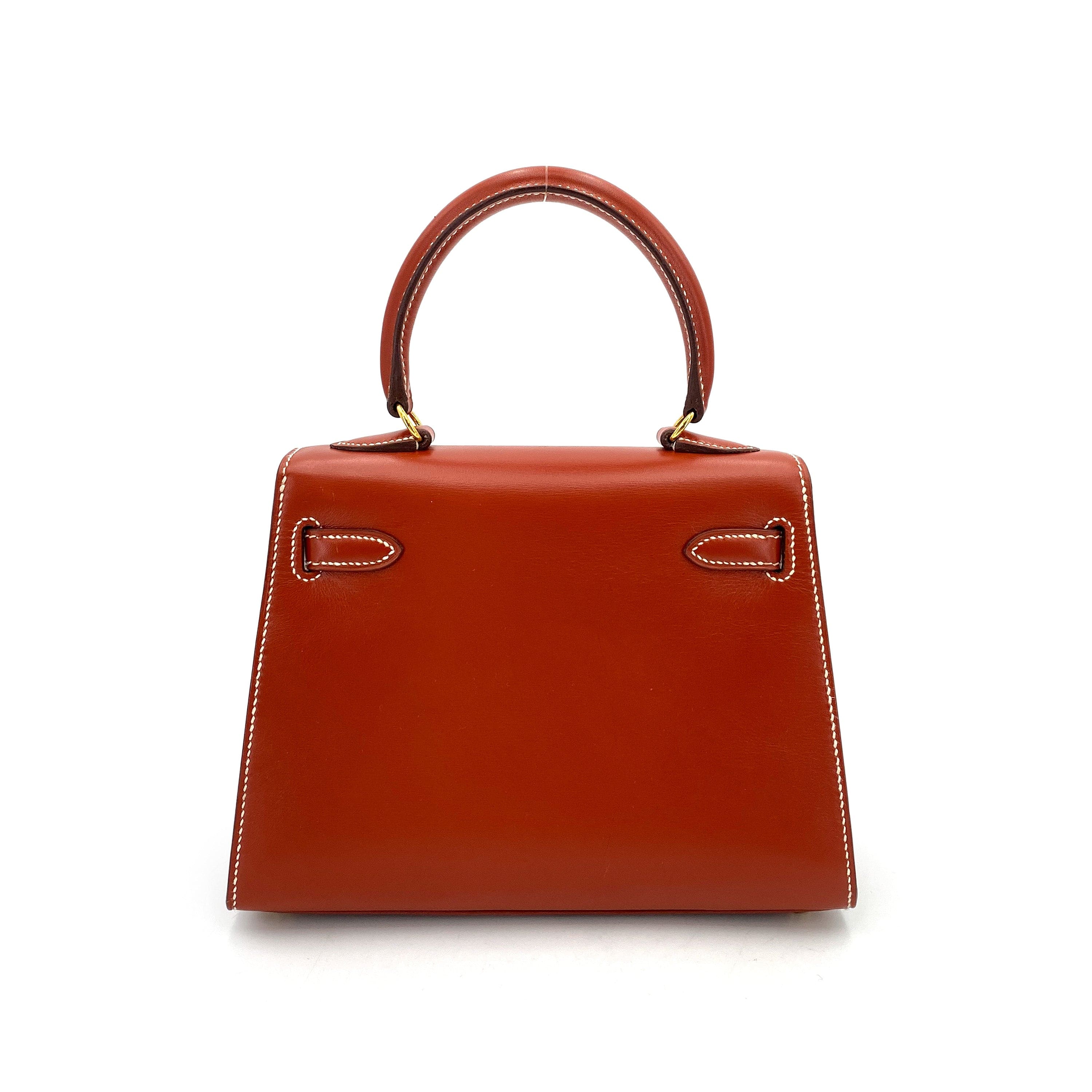 HERMES HERMES VINTAGE MINI KELLY 20 BRIQUE BOXCALF GHW #W 90249068