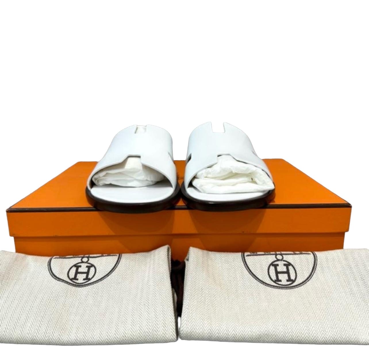 Hermes Hermes White Izmir Sandals - 40 (Mens)