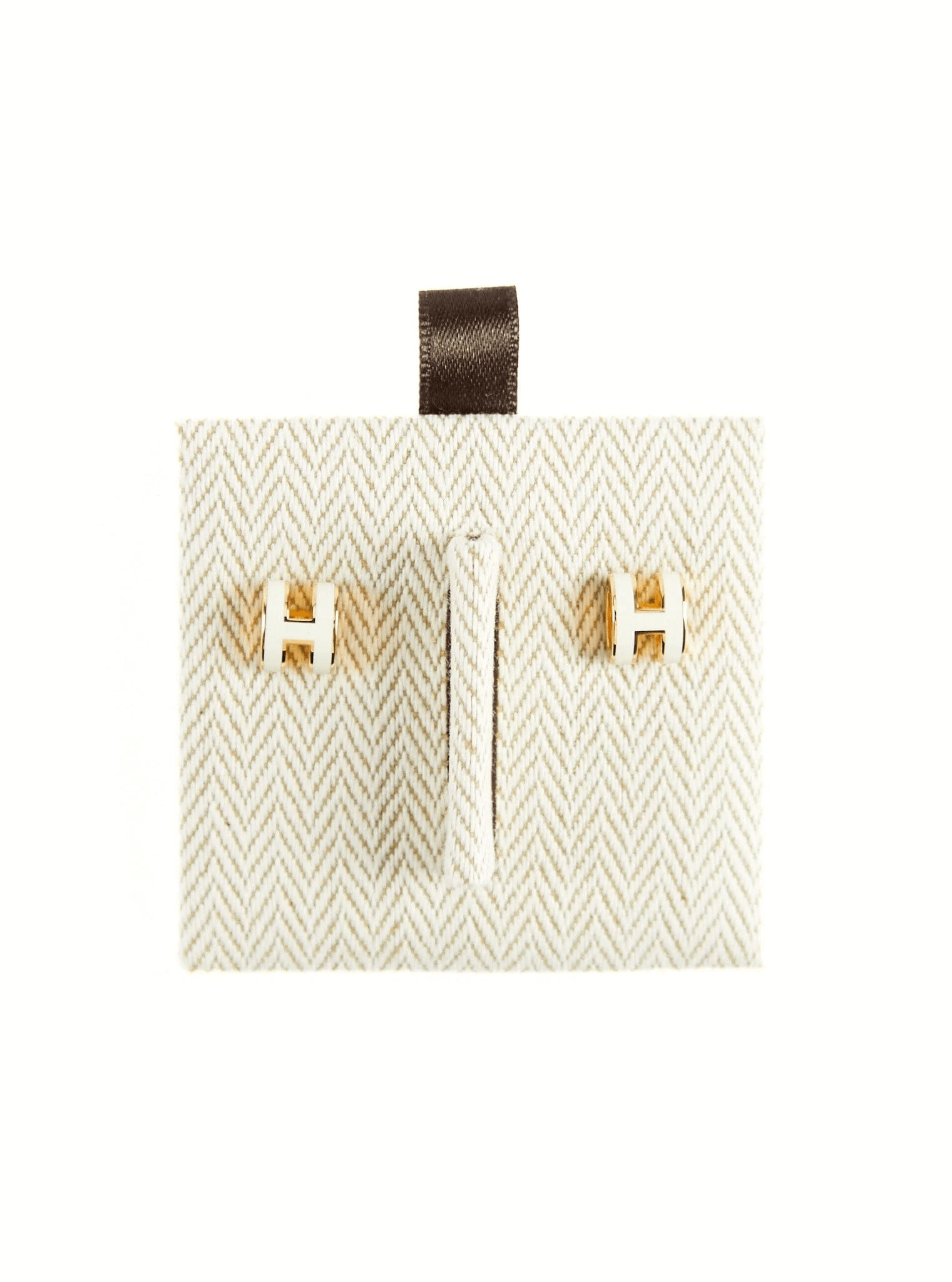 Hermès HERMÈS MINI POP H EARRINGS 49 White & Gold