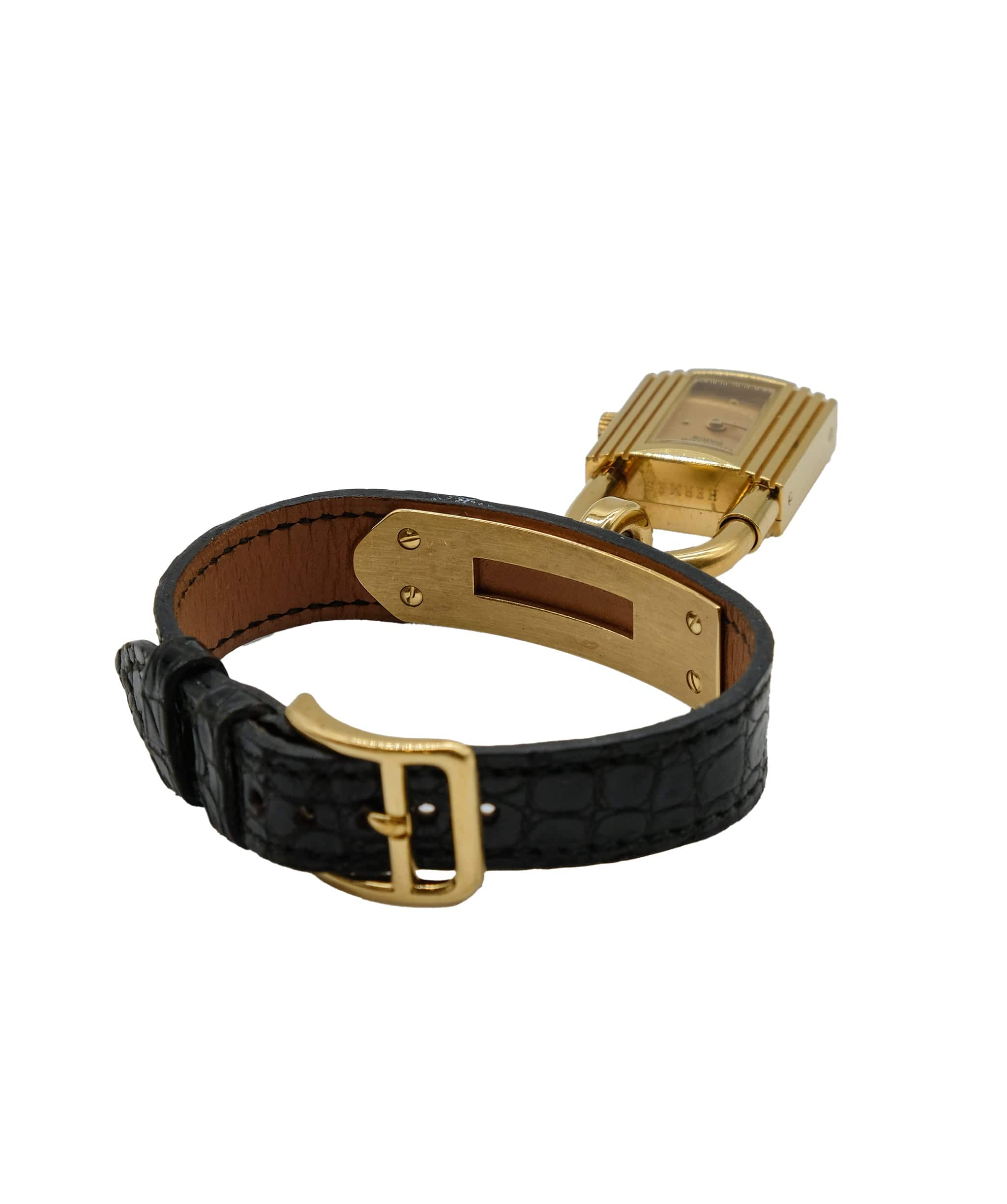 Hermès HERMES KELLY WATCH BLACK Crocodile DXBS0125