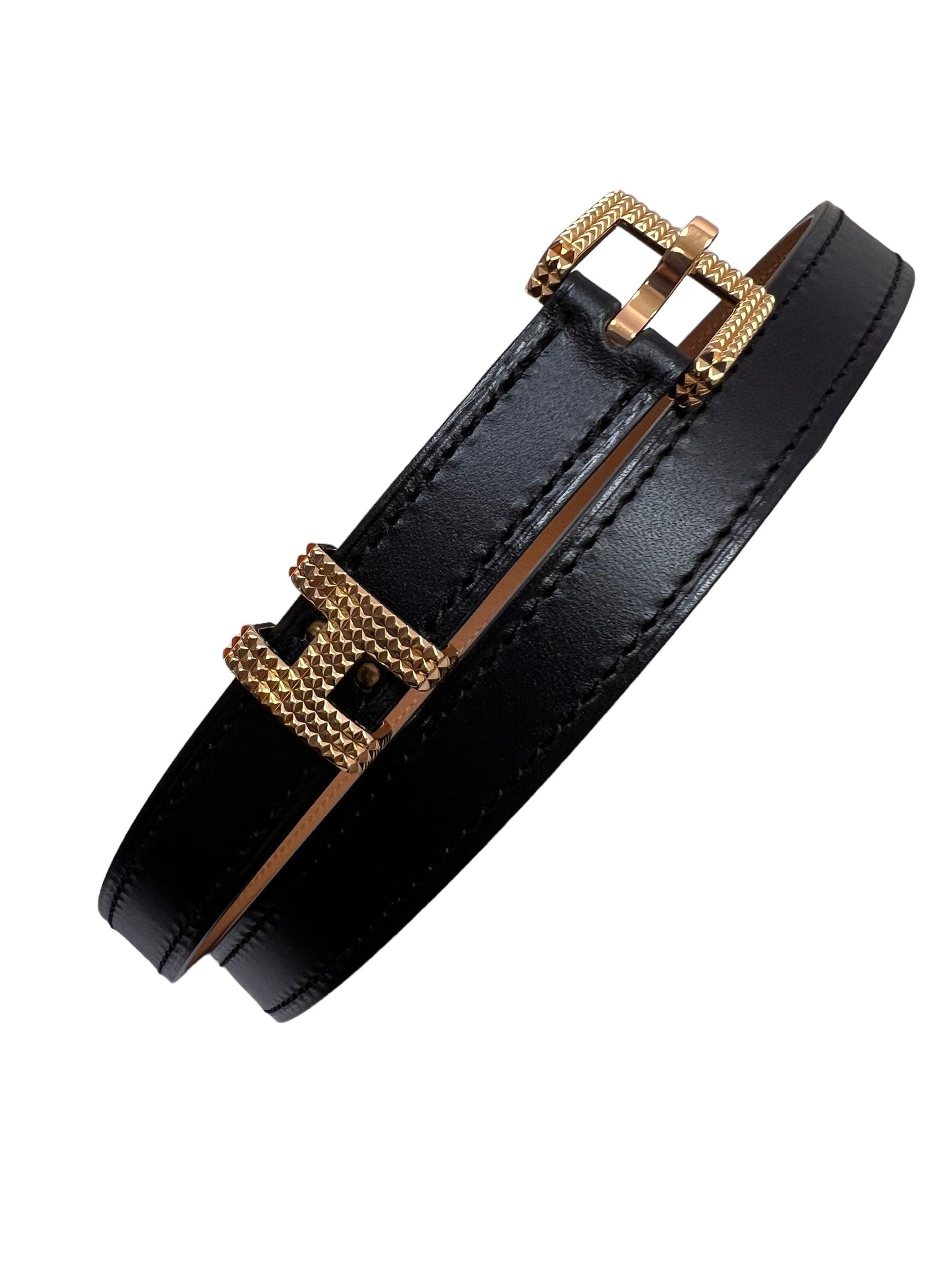 Hermès Hermes Pop H Belt Black Boxcalf Guilloche GHW SKC1666